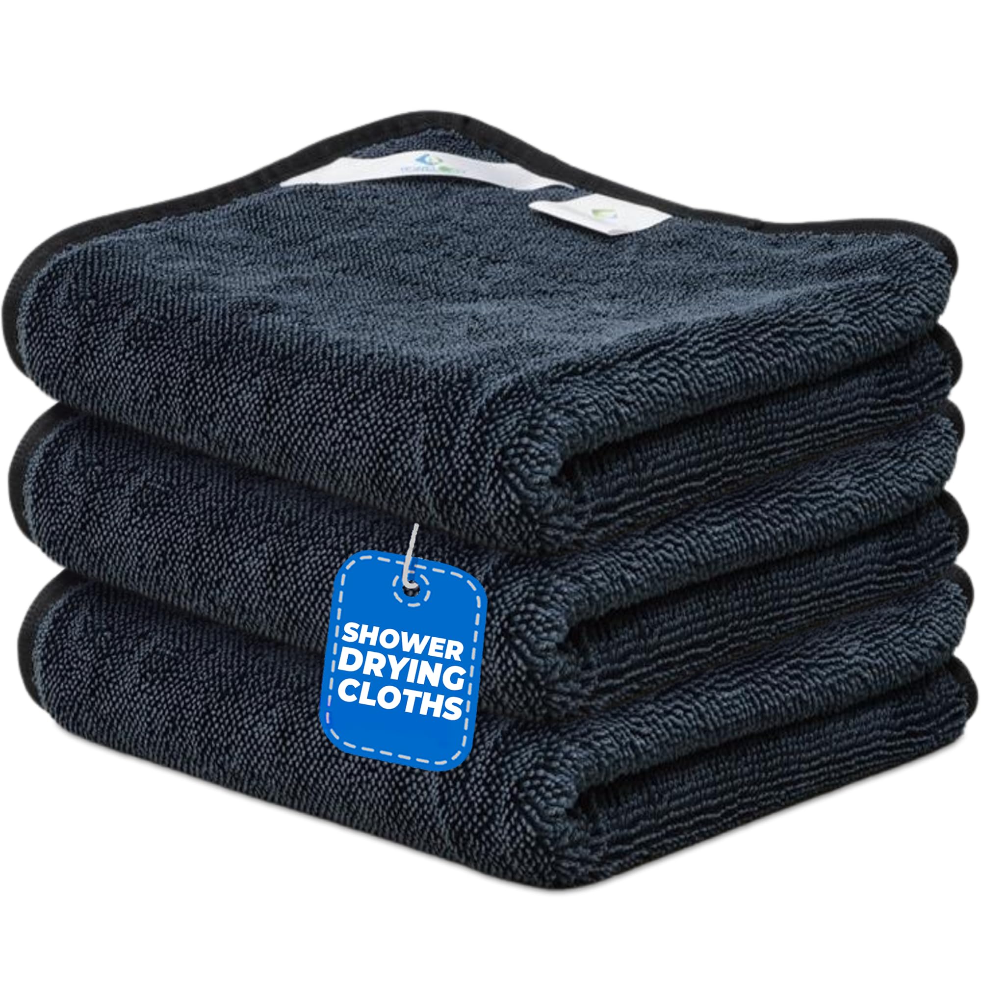 Towelogy® Shiny Twisted Magic Cloth - Bathroom Cleaning Cloths for Cleaning Shower Glass, Bathroom Drying Microfibre Super Absorbent Cloth with Hanging Loop (3 Pack)