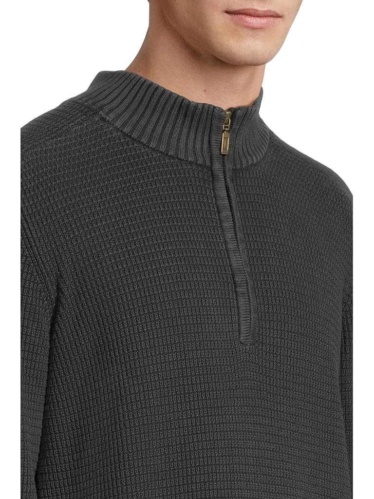 Gray L.L.Bean Textured Washed Cotton Sweaters 1/4 zip