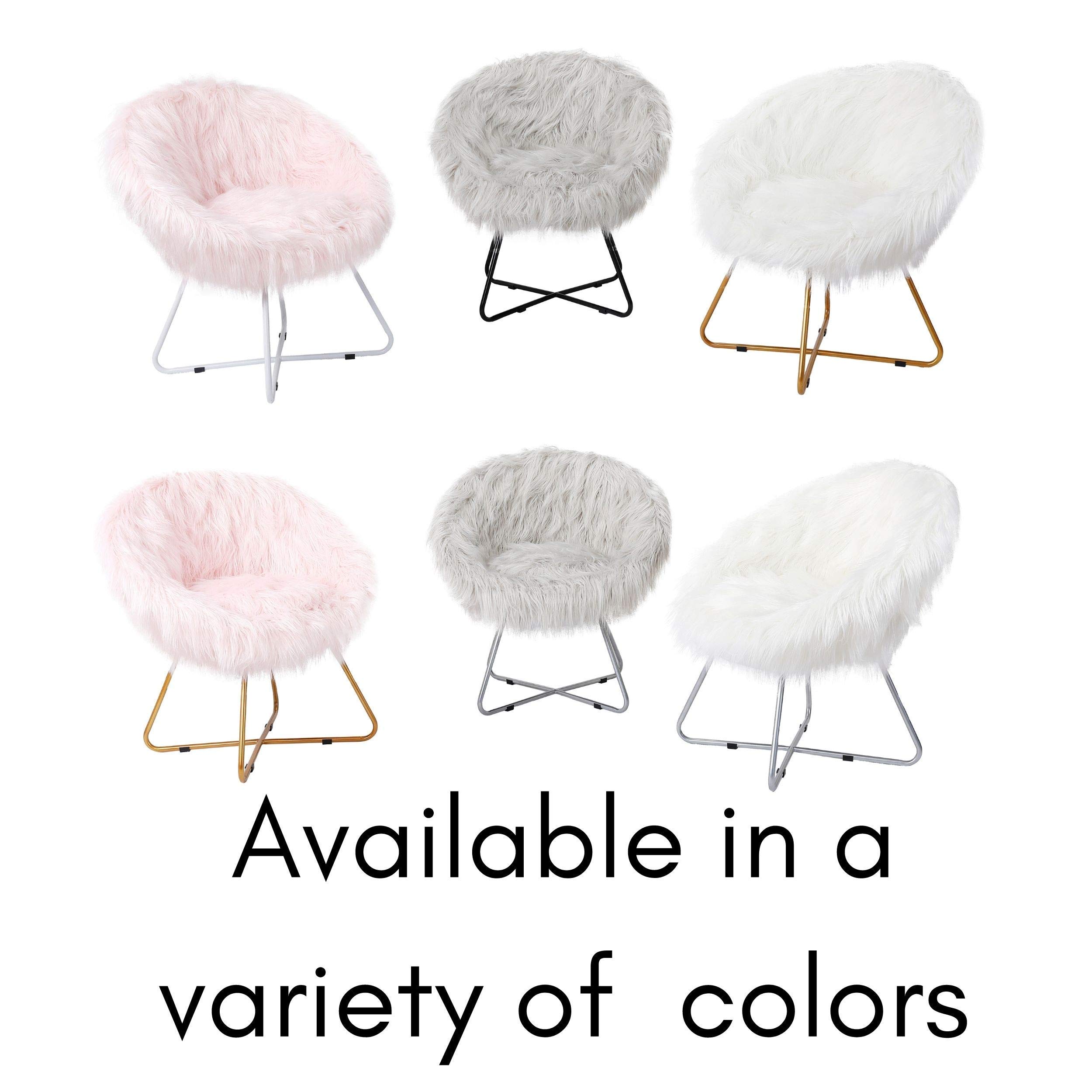 BirdRock Home White Faux Fur Papasan Chair with Pale Gold Legs Kids