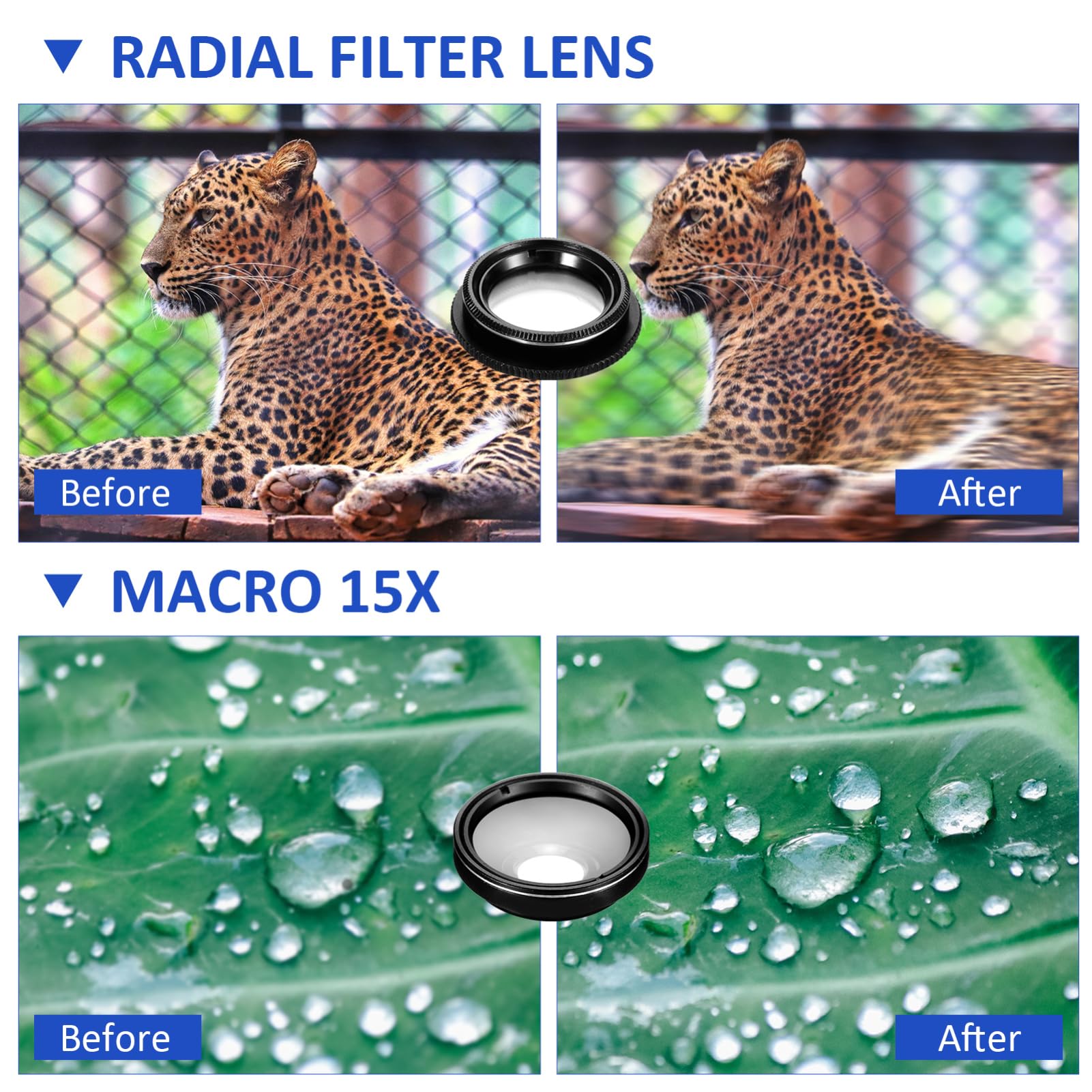1 set Grandangolare Macro Fisheye Teleobiettivo Cpl e Altri Filtri per Fotografie Persone e Facile Usare e Portatile