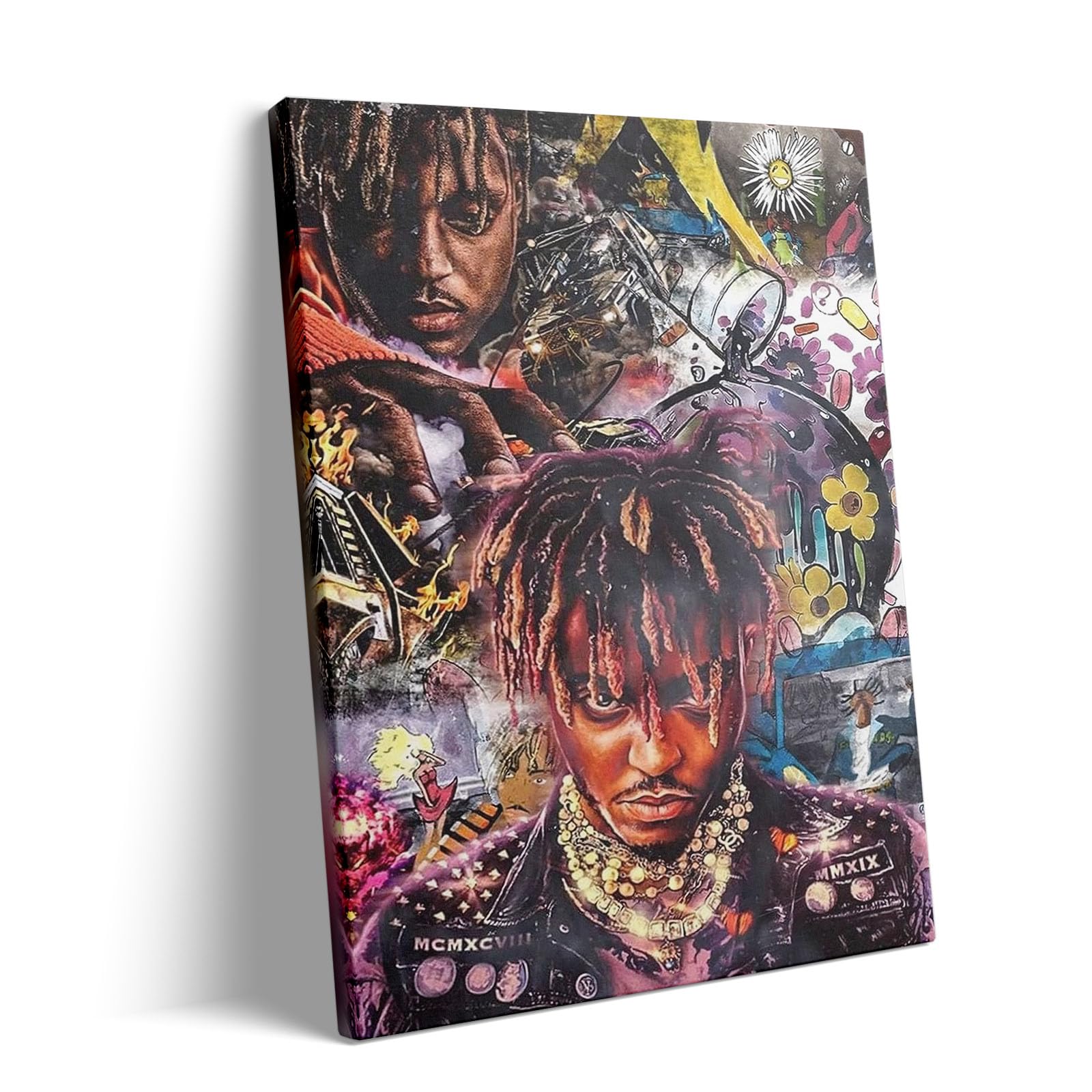 Juice WRLD Canvas Wall Art Decor - 16X20 inch Vibrant Rapper Collage Artwork Featuring Hip-Hop Themes and Urban Style, Music-Inspired Wall Art for Bedroom, Living Room or Studio Decoration