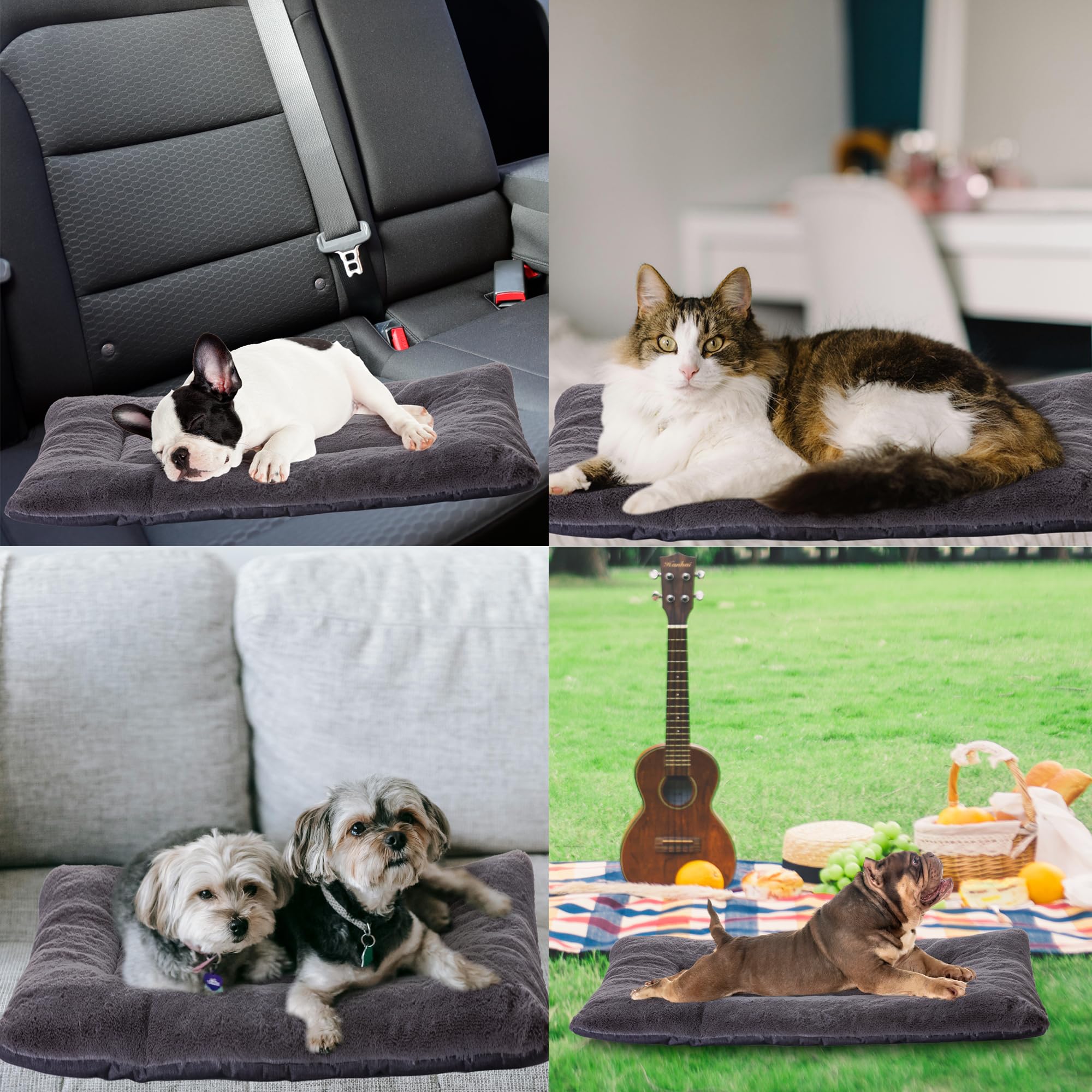 Waschbar Hundematte, Hundedecke Große Hunde 104 x 71 cm, Doppelseitige Hundekissen Katzenbett, Superweiche Hundedecke mit wasserabweisender Unterseite für Innen und Unterwegs