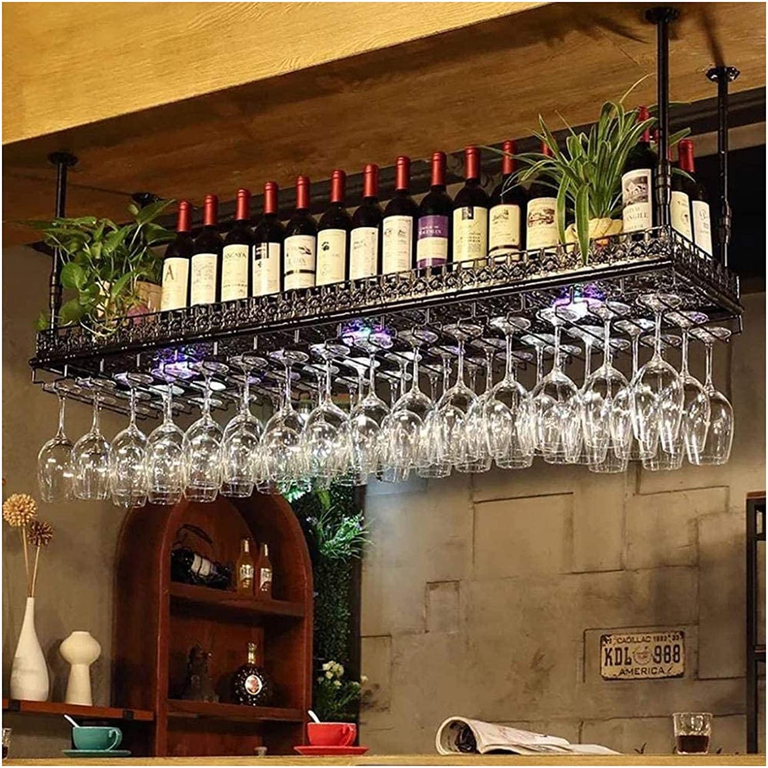 Casiers à vin muraux avec hauteur réglable pour rangement de verres et bouteilles