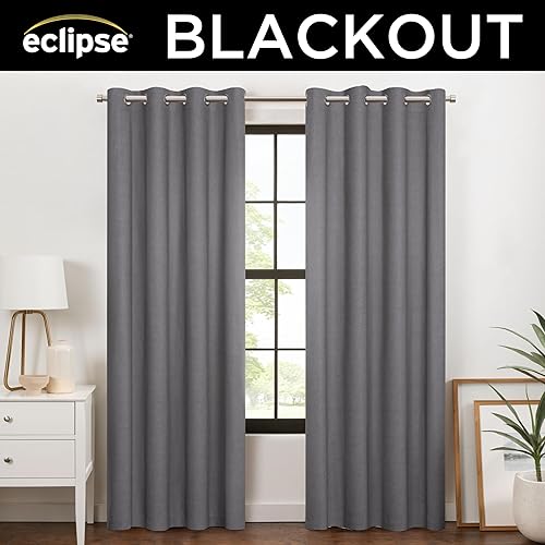 Miniatura 34 de Eclipse Cortina 100 % opaca con ojales de hojas de larissa, 84 pulgadas de largo x 50 pulgadas de ancho, cortina con aislamiento térmico para sala