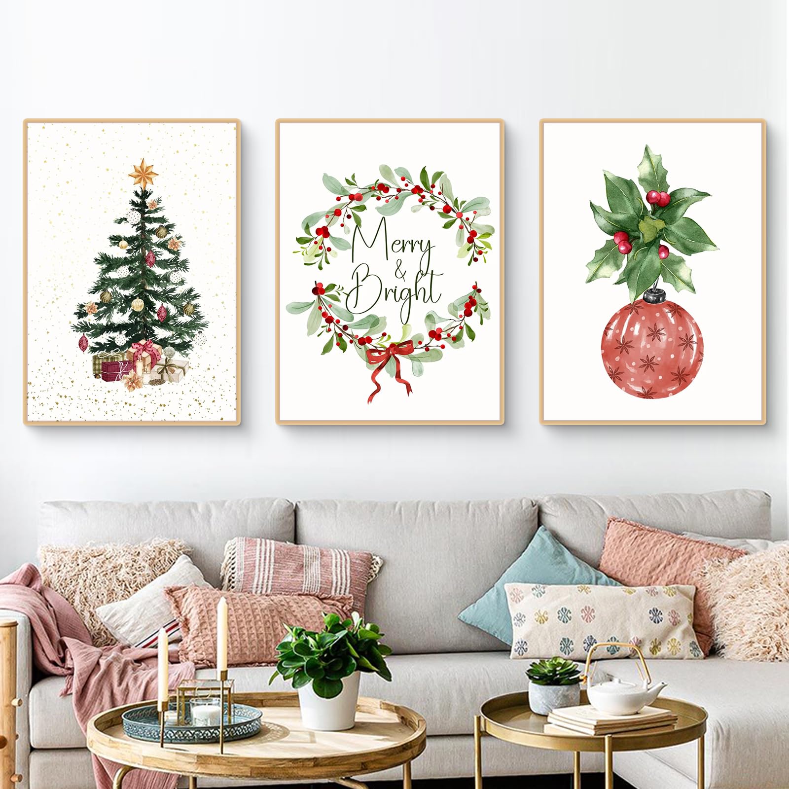 TwoDays Weihnachts-Wandkunst – Set Mit 12 Retro-Drucken In Verschiedenen Größen (20,3 X 25,4 Cm U.a.) Für Festliche Deko