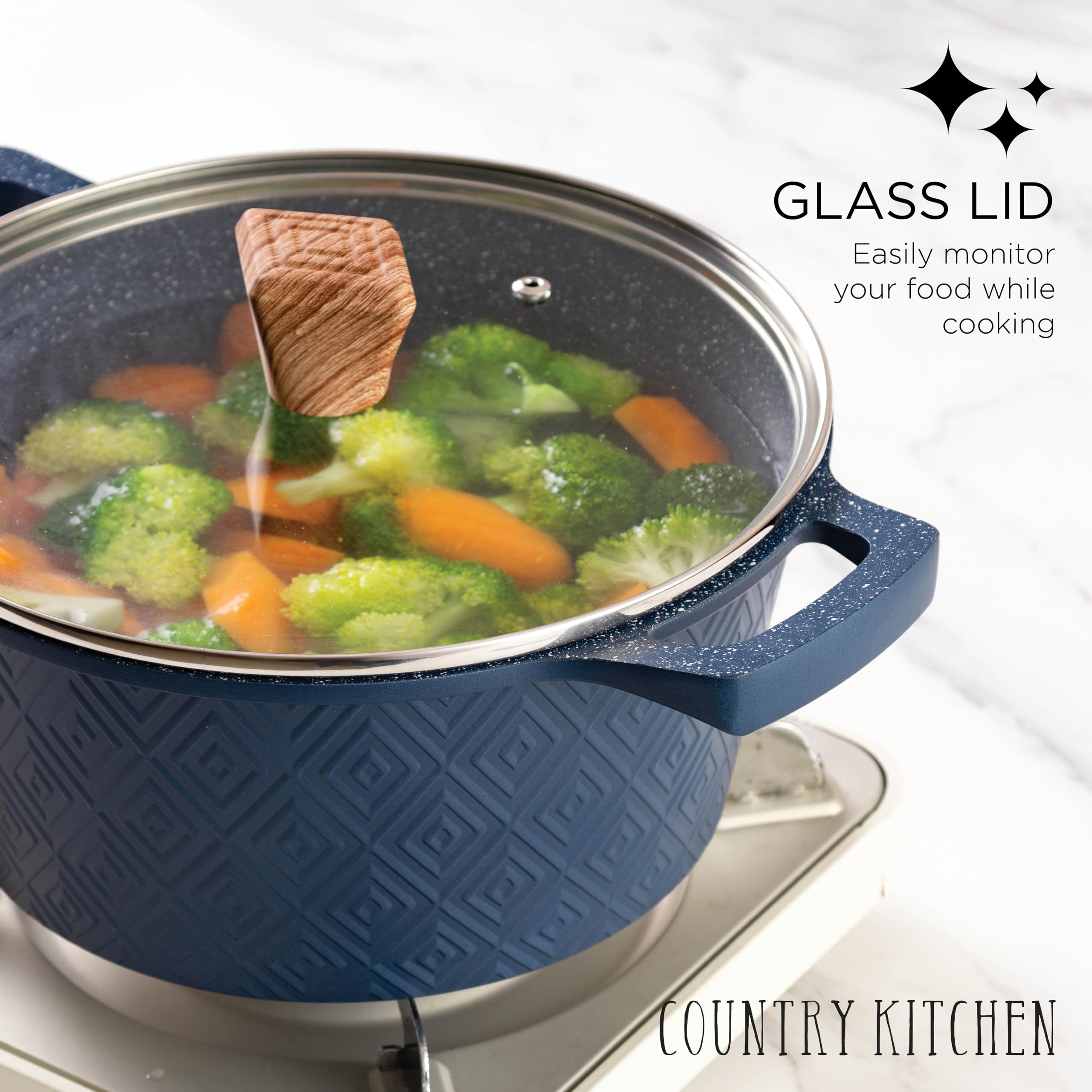 Set Country 3 Padelle Antiaderenti Blù - Alluminio Per Induzione 18-22-26 Cm - Foto 5