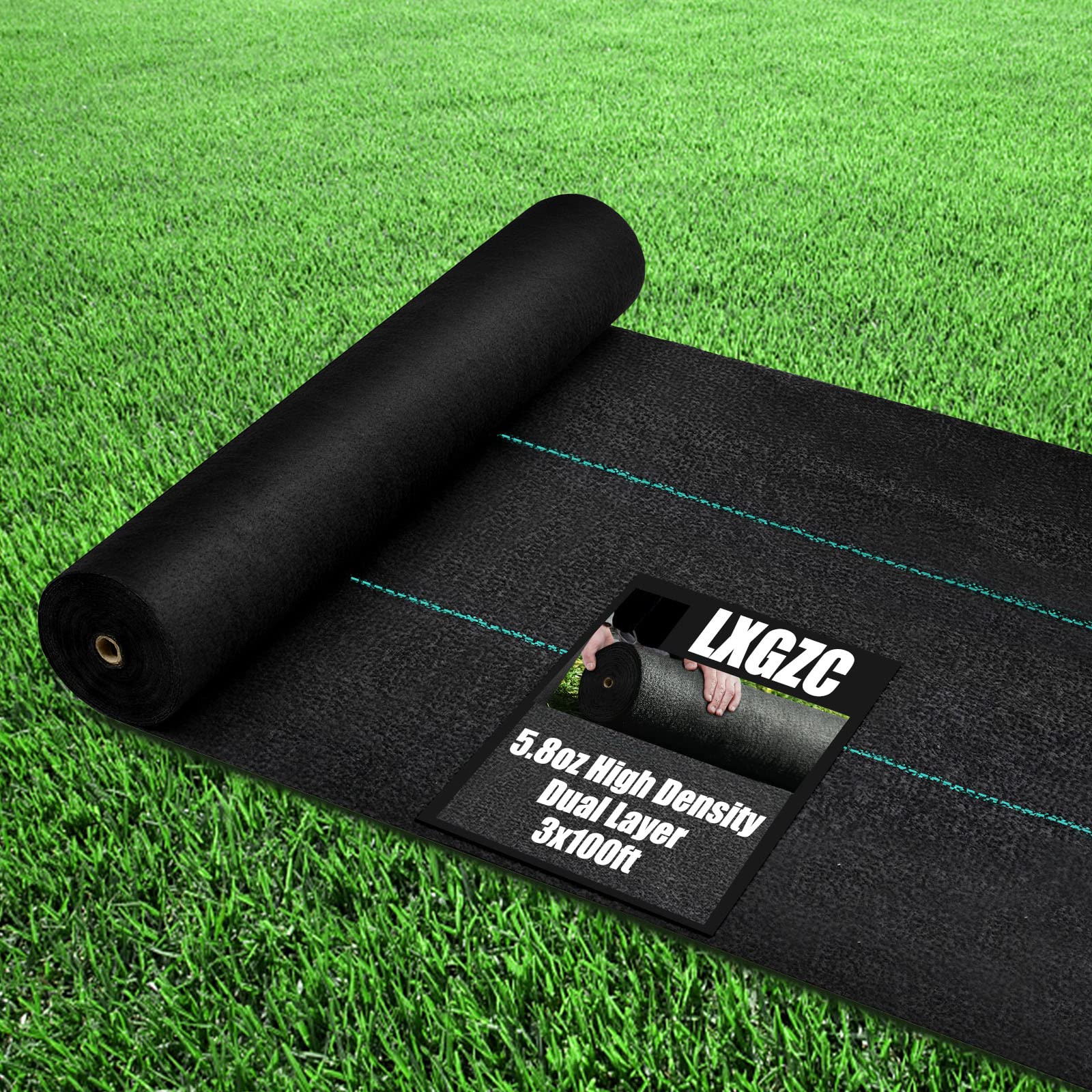 LXZGC 5.8oz Weed Barrier Landscape Fabric 3ft x 100ft Heavy Duty Premium Durable Weed Blocker Cover Outdoor Gardening Weed Control Mat