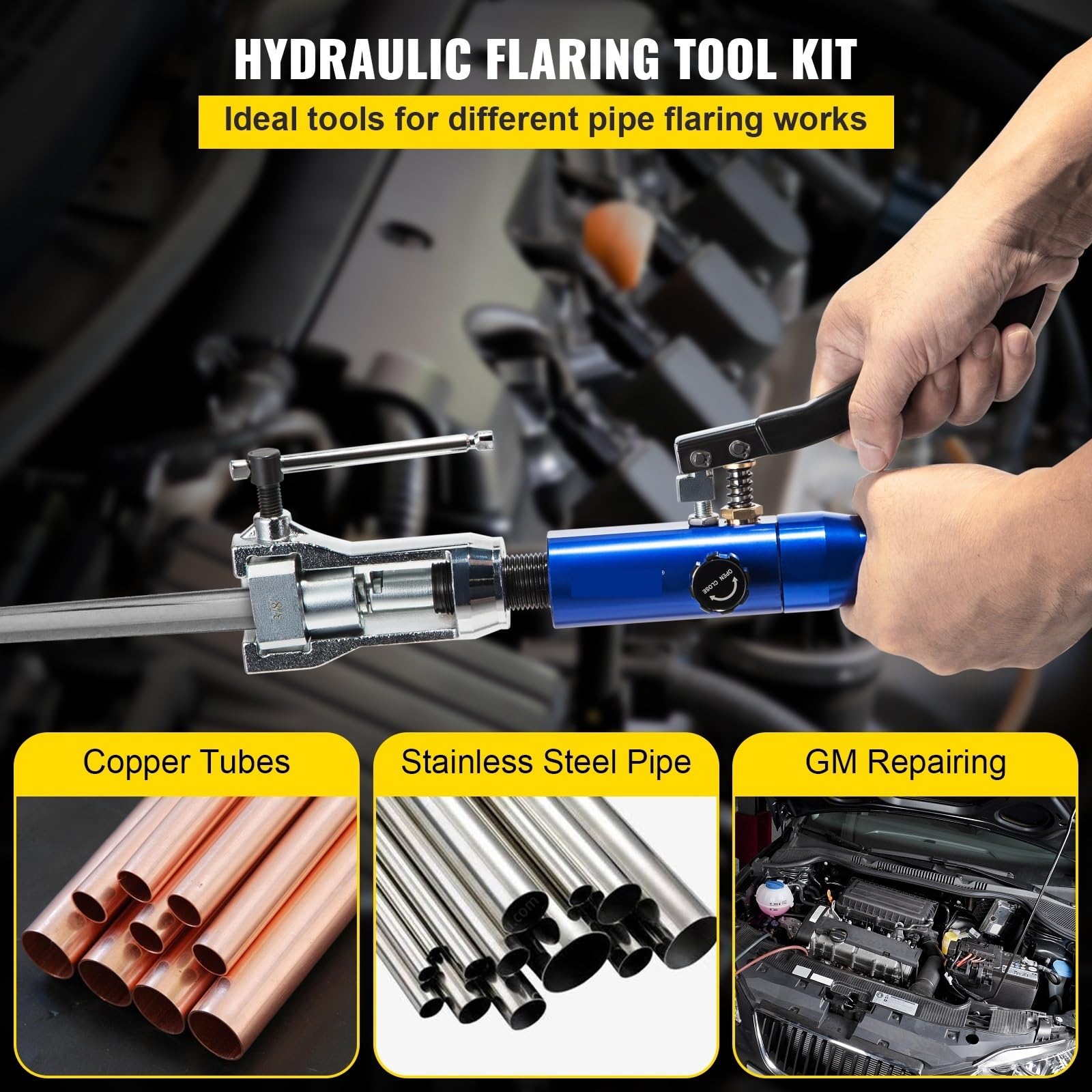 EDEDE Espansione idraulica e Kit di Strumenti a Doppia svasatura Espansore for Tubo in Rame HVAC Morbido da 1/4" a 3/8" Strumento for la Riparazione della svasatura del Freno
