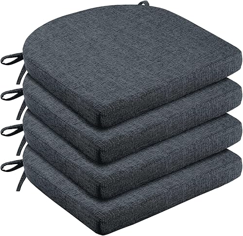 Miniatura 1 de LOVTEX Paquete de 4 cojines para sillas de comedor, almohadillas de espuma viscoelástica con lazos y respaldo antideslizante, cojín de asiento para