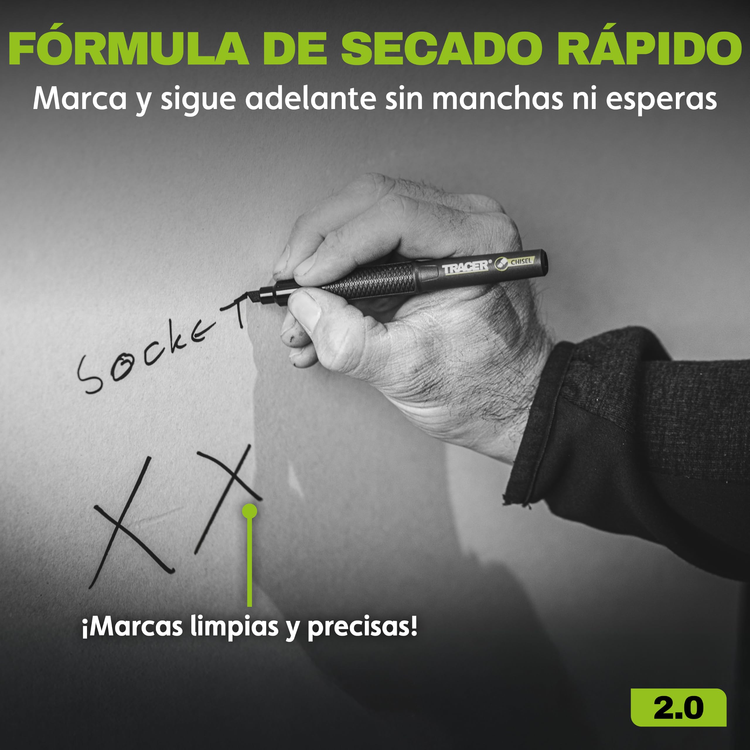 Tracer 2.0 Marcador permanente con punta de cincel, 36 piezas, negro