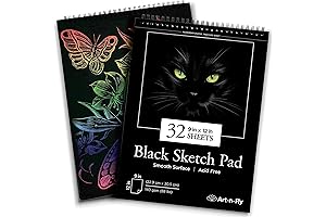 Art-N-Fly 32 Sheets Black Sketch Pad 9x12" for Gel Pens