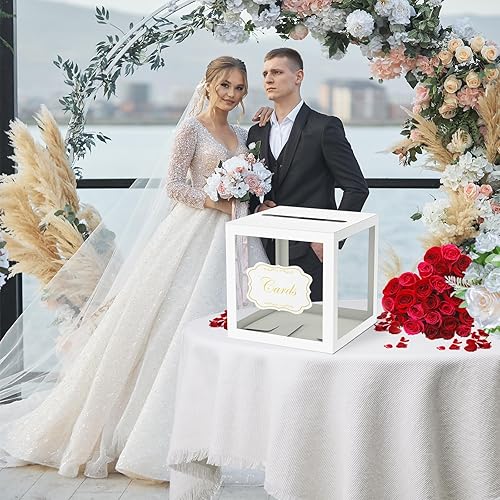 Miniatura 4 de Caja de tarjetas transparente blanca, caja de recepción de tarjetas para cumpleaños, bodas, despedidas de soltera o baby shower, graduación,