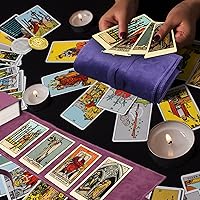Vista 6 de El kit de 3 piezas de bolsa de tarot contiene caja de almacenamiento de cartas de tarot de terciopelo y moneda para tomar decisiones, bolsas de tela