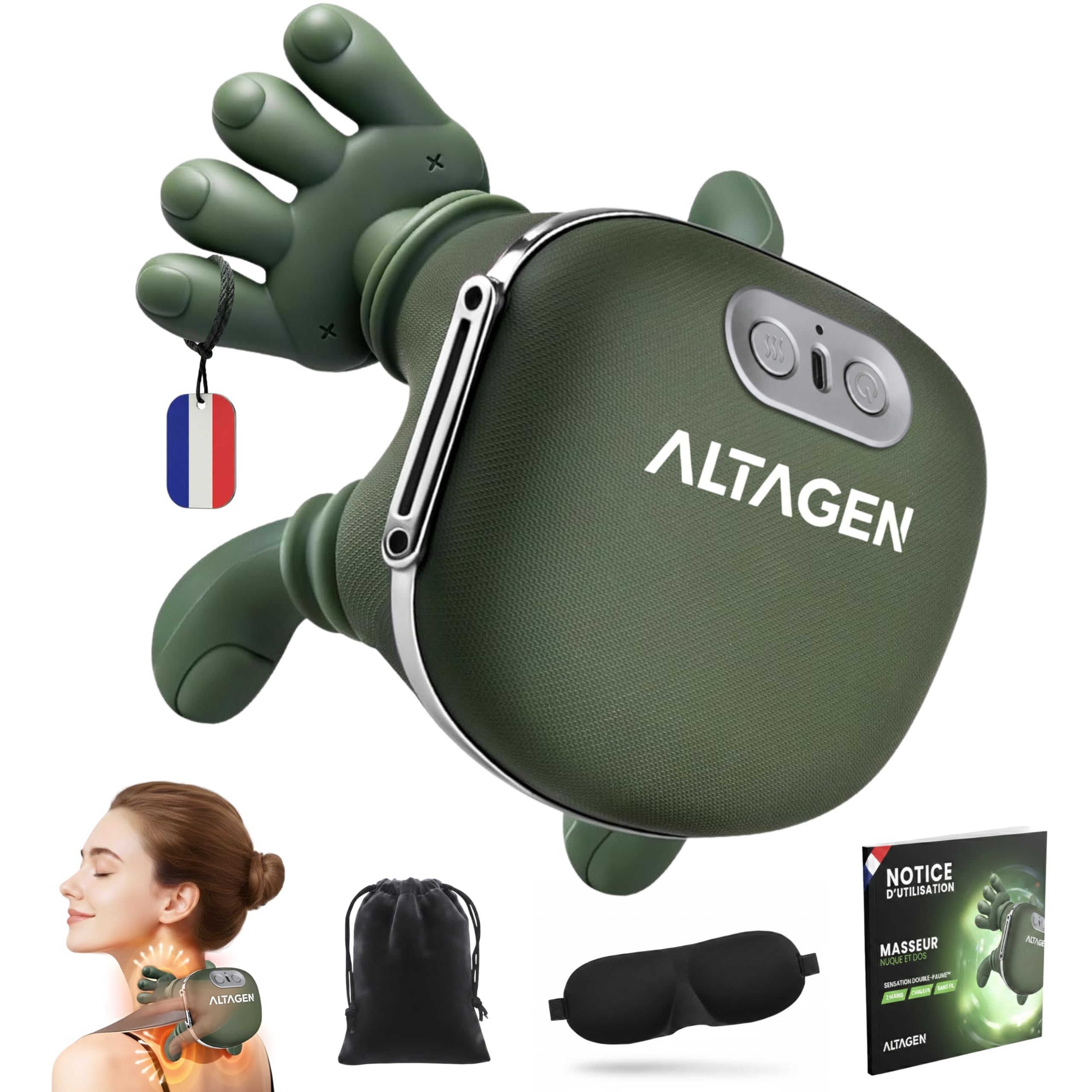 Masseur Cervical ALTAGEN® Main Massante Nuque, Masseur de Cou Chauffant