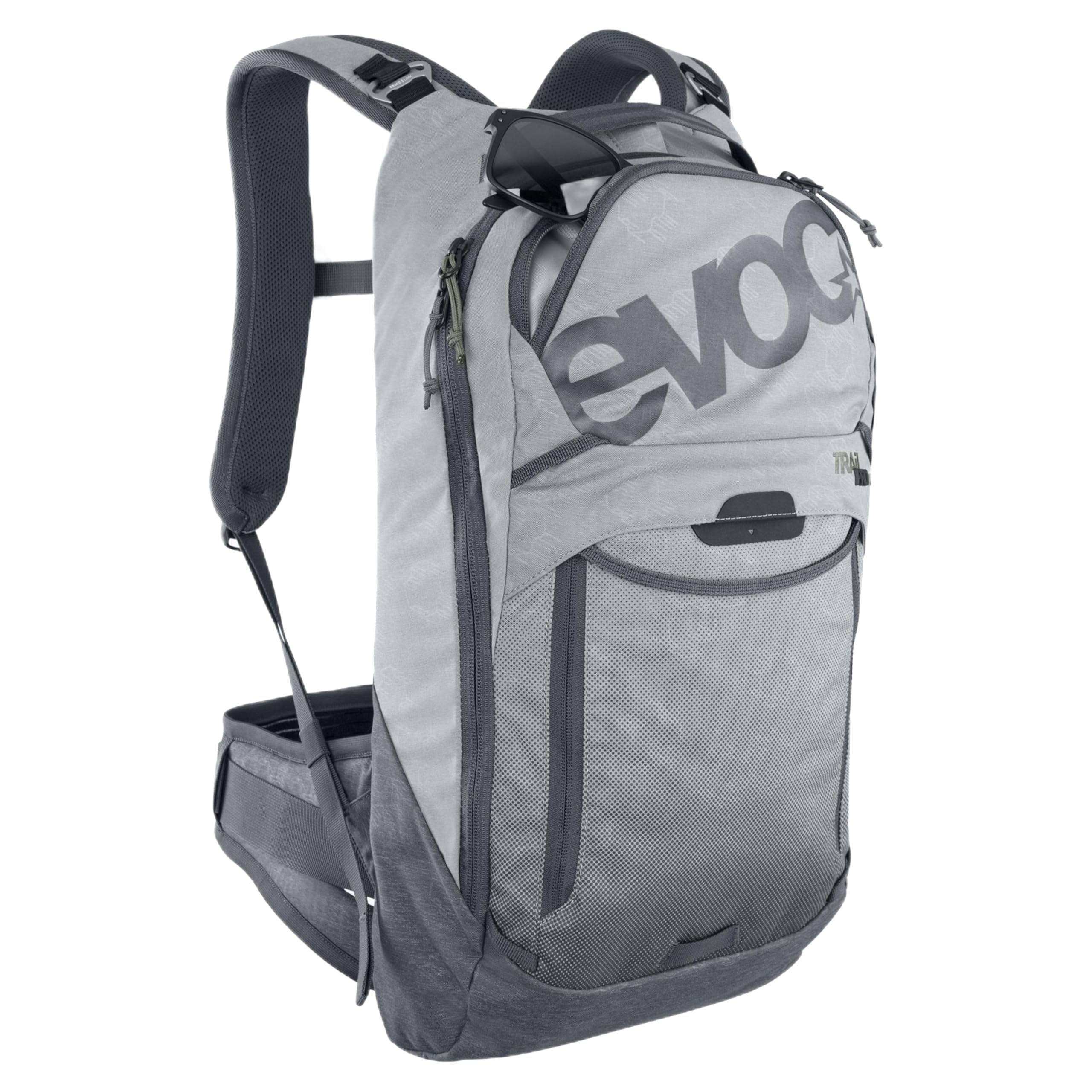 EVOC TRAIL PRO 10l plecak do jazdy w terenie i wyścigów, plecak (ochraniacz pleców LITESHIELD PLUS, komora na bukłak o pojemności 3l, rozmiar: S/M), kamiennoszary/karbonowy szary