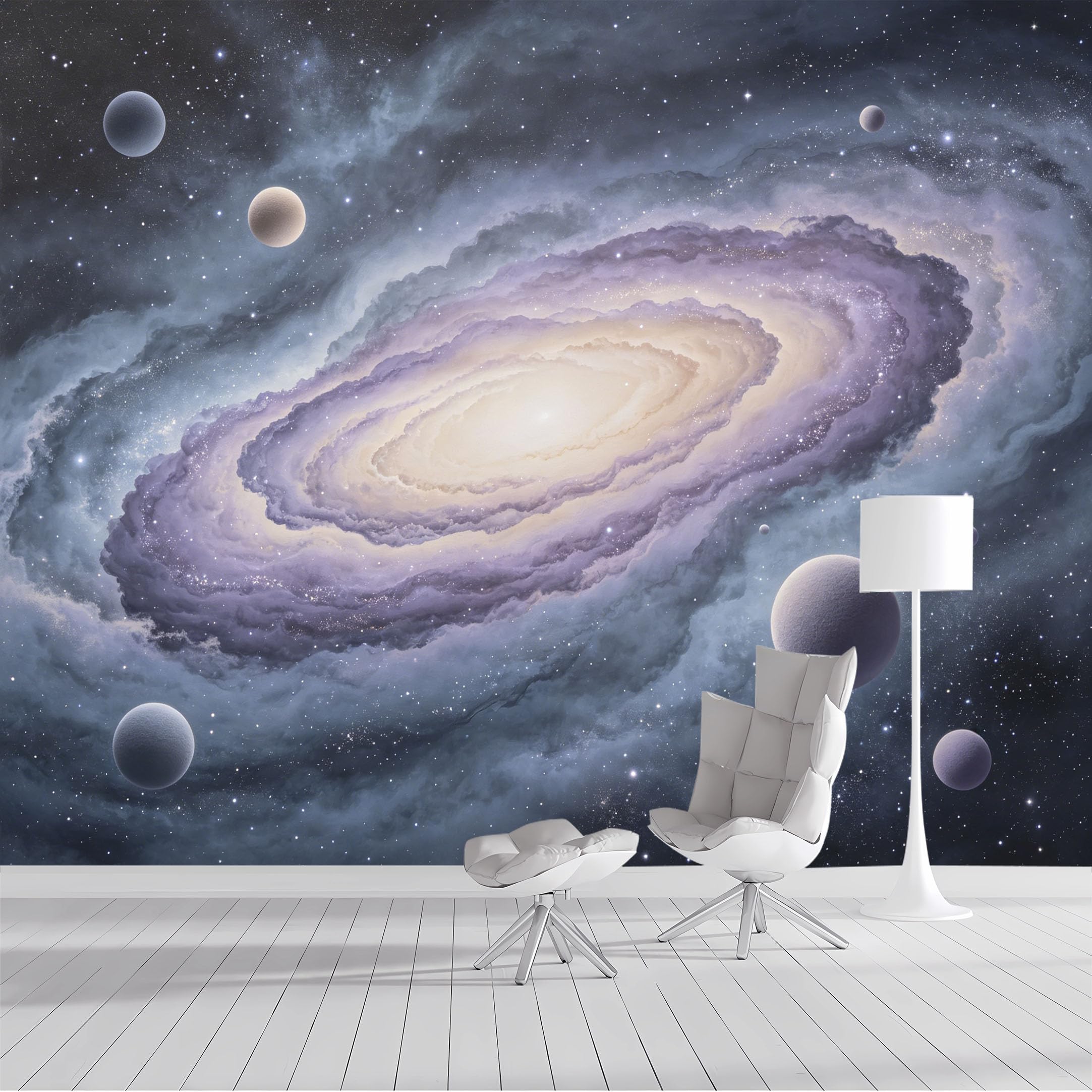 Custom Size Wall Mural Galaxy Nebula Planets Space Cosmic SciFi Futuristic Celestial Watercolor SelfAdhesive Wall Fabric Removable Peel and Stick Wallpaper for Living Room Bedroom Bathroom