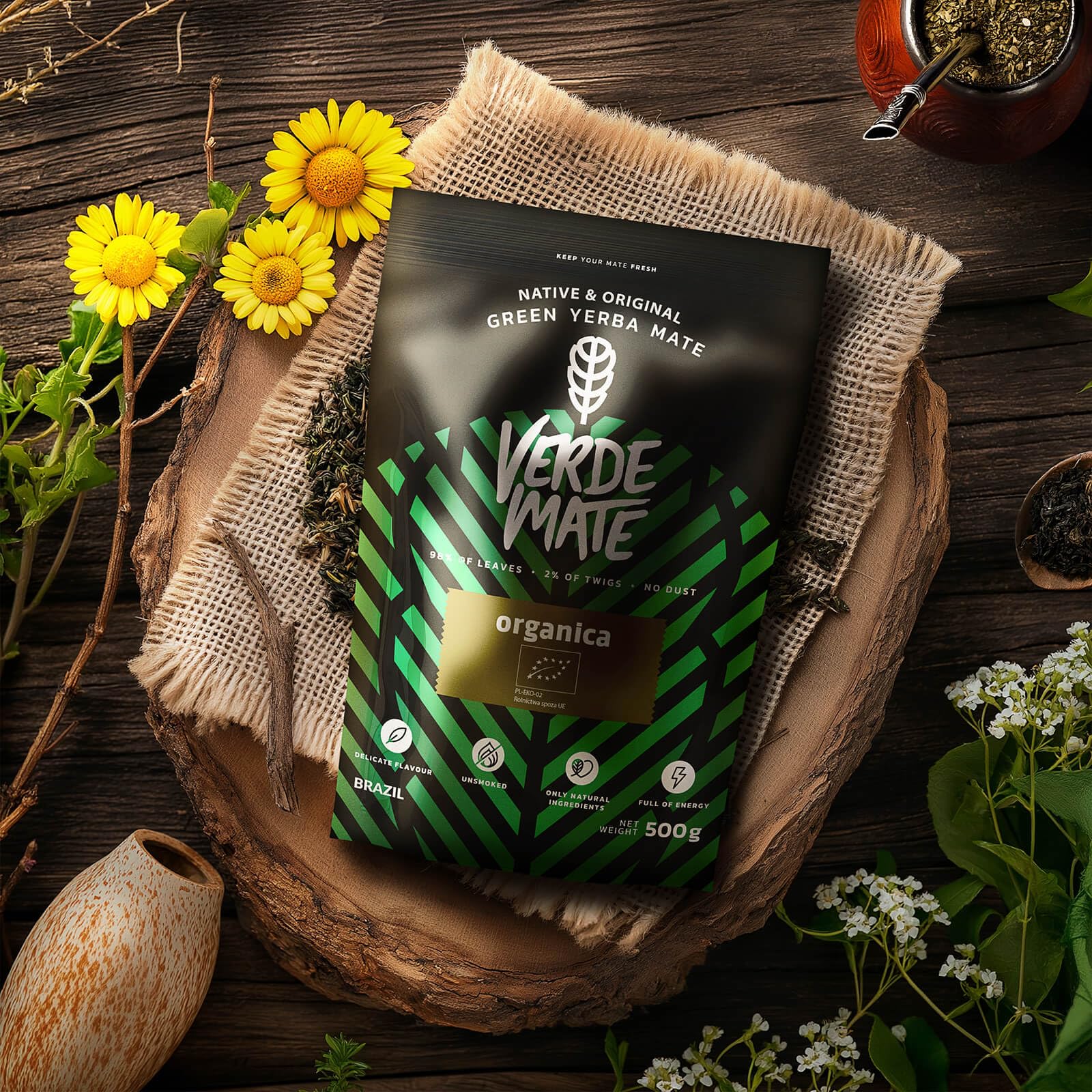 Verde Mate Green Organica 500 g | Yerba mate brasiliano biologico | Naturale, stimolante