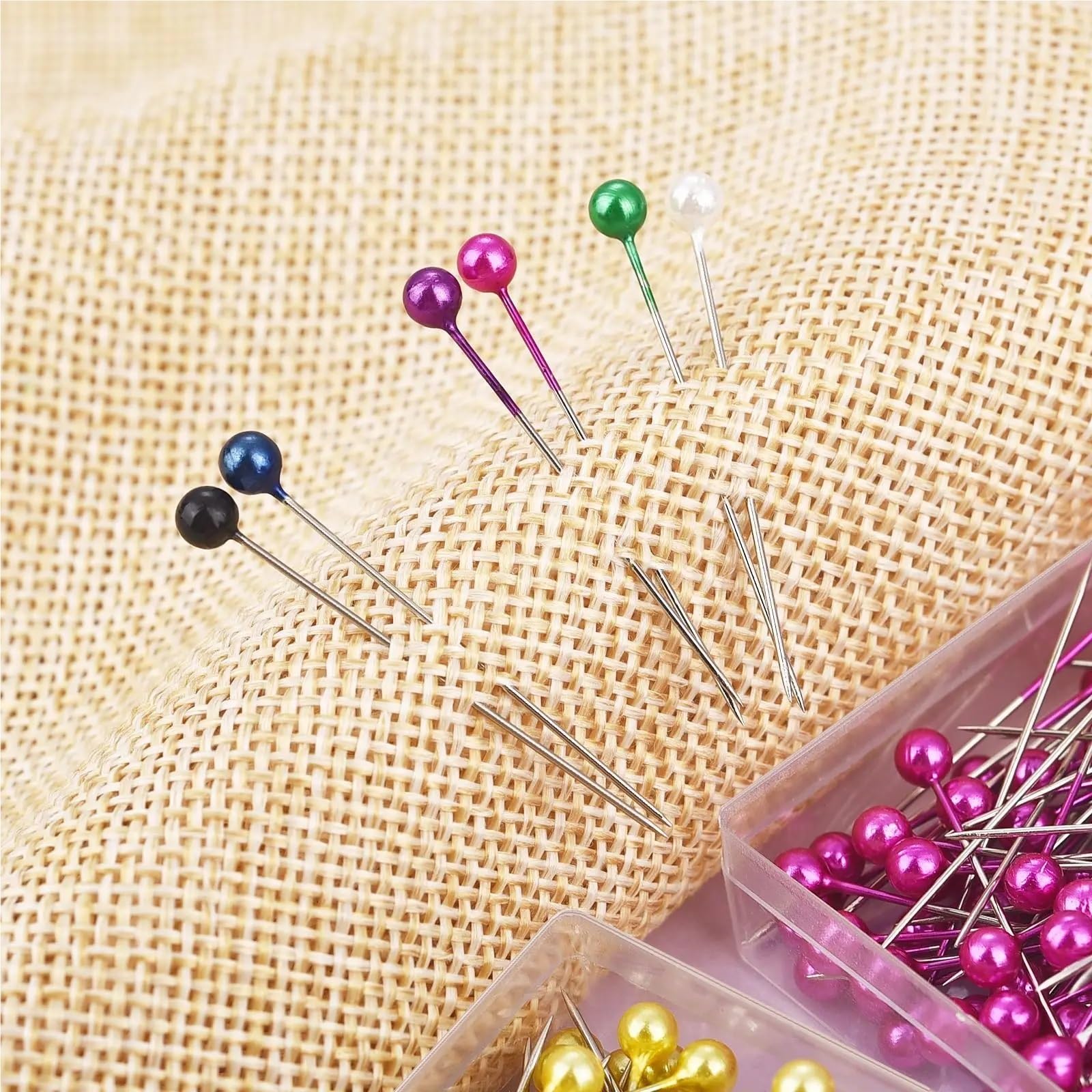 Alfileres de 600 unidades, 38 mm, bola de cristal, cabeza multicolor, acolchar recto con cabezas de perlas, herramienta de manualidades