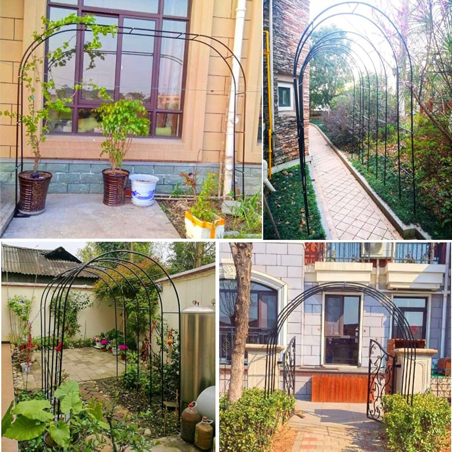 Black Metal Garden Arch, Rose Arch,Garden Arbor for Various Climbing Plants,Trellis,Pergola,Archway,Weatherproof,Wedding Arch,Celebratory Decoration
