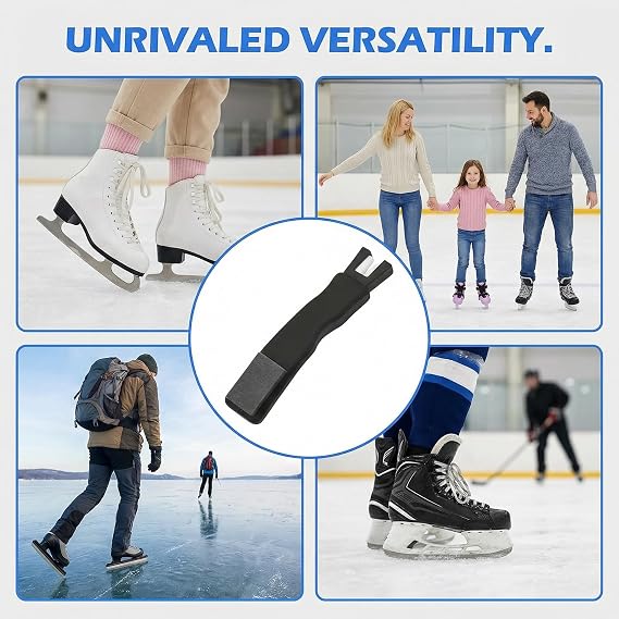 Portable Ceramic Ice Skate Sharpener, Professional Manual Dual Ended Skate Tool, Ceramic V Blade and Sharpening Stone, Universal Ice Hockey Skates Sharpener Tool for Skating Accessories, Black