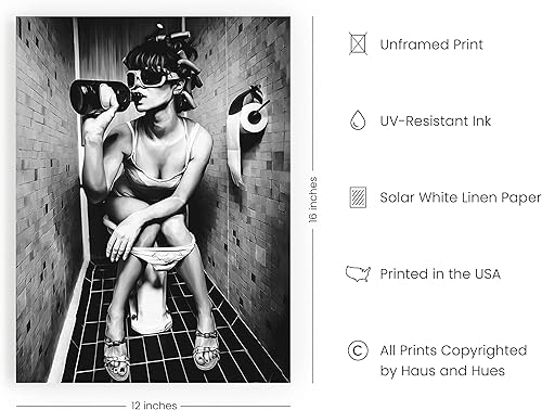 Miniatura 2 de HAUS AND HUES Arte de pared para decoración de baño de niña, arte de pared en blanco y negro, imagen de baño para decoración de dormitorio para