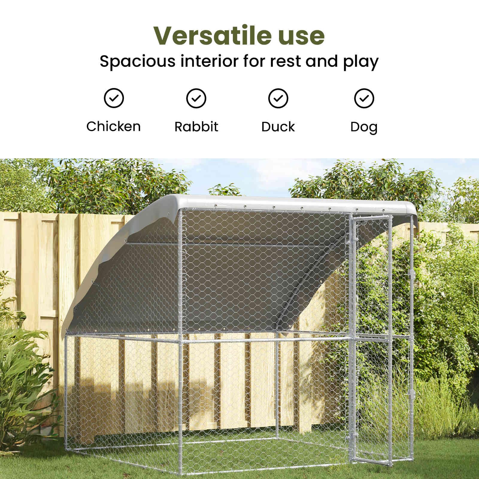 vidaXL Refugio para Perros Plateado 2 x 2 x 2 m Acero galvanizado, Refugio para Perros Elegante, Resistente a Climas, Casa Minimalista, Gran Perrera de Acero para Mascotas