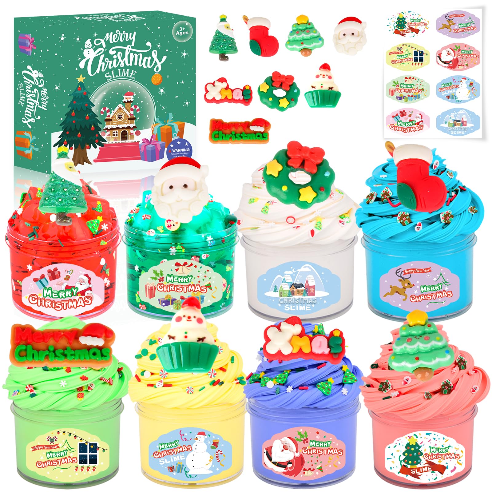 Amazon.com: Christmas Slime Box 8 Pack for Kids Stocking Stuffers, DIY ...