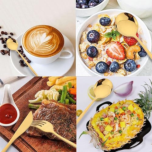 Miniatura 9 de JANKNG Cucharas doradas de acero inoxidable de 6 piezas cucharas extrafinas para la cocina o el restaurante 826 pulgadas esmalte de espejo juego de 6