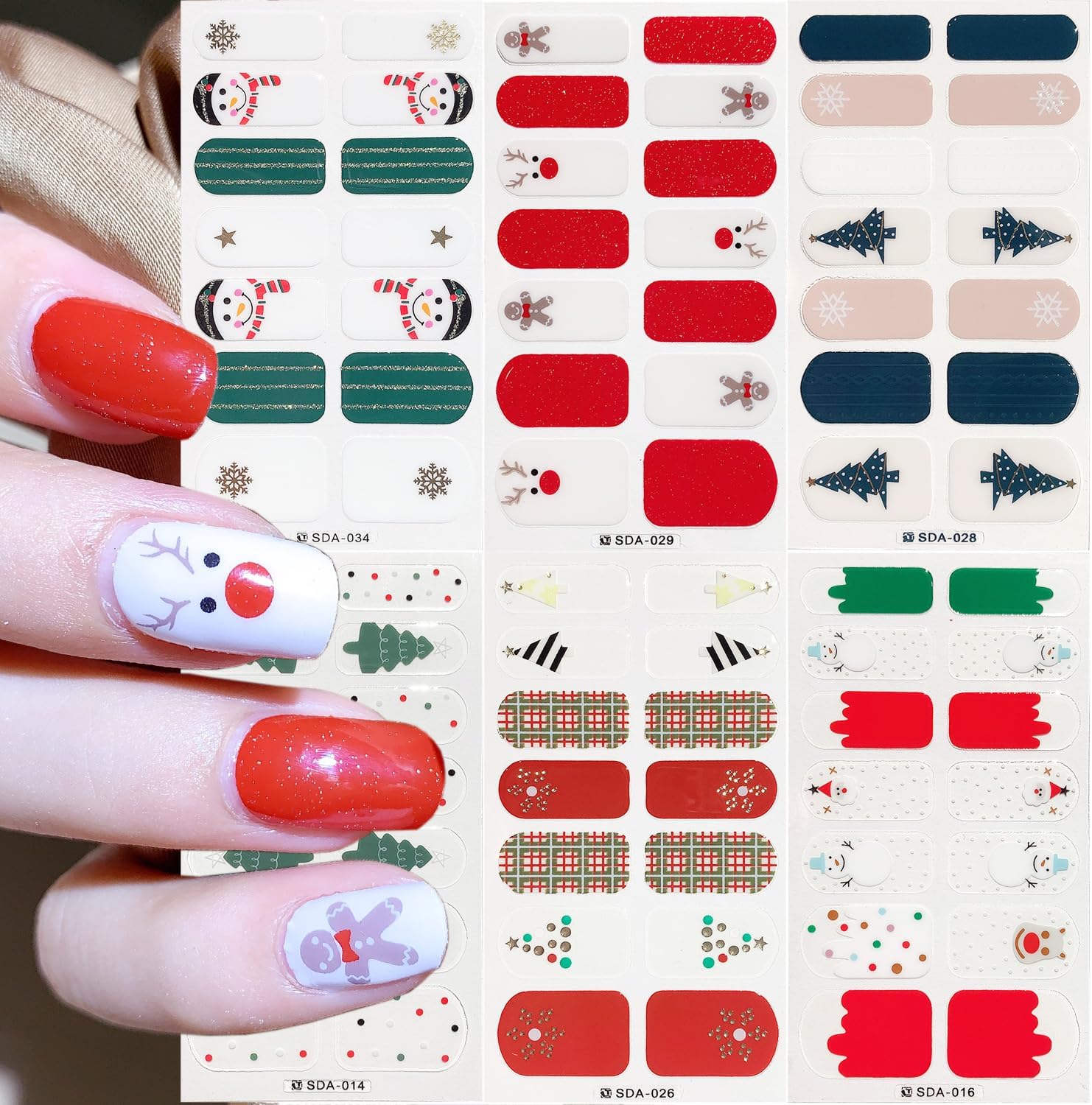 Xmas Snowman Full Wrap Nail Polish Stickers Christmas Tree