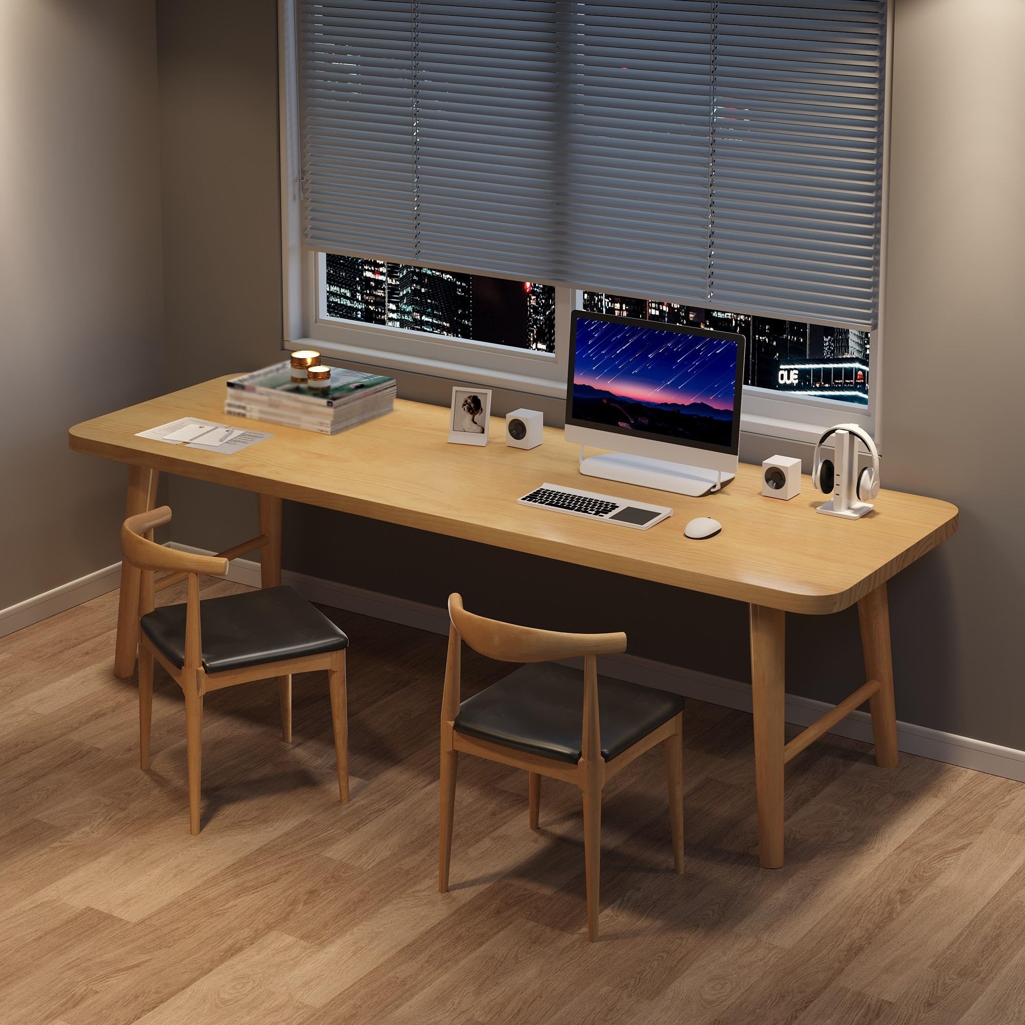 Schreibtisch Einfacher Massivholz-Schreibtisch, Computertisch, Desktop-Schreibtisch for Zuhause, Arbeitszimmer, rechteckiger Büro-Schreibtisch, Werkbank Büro Desk(B,180 * 60 * 75cm)