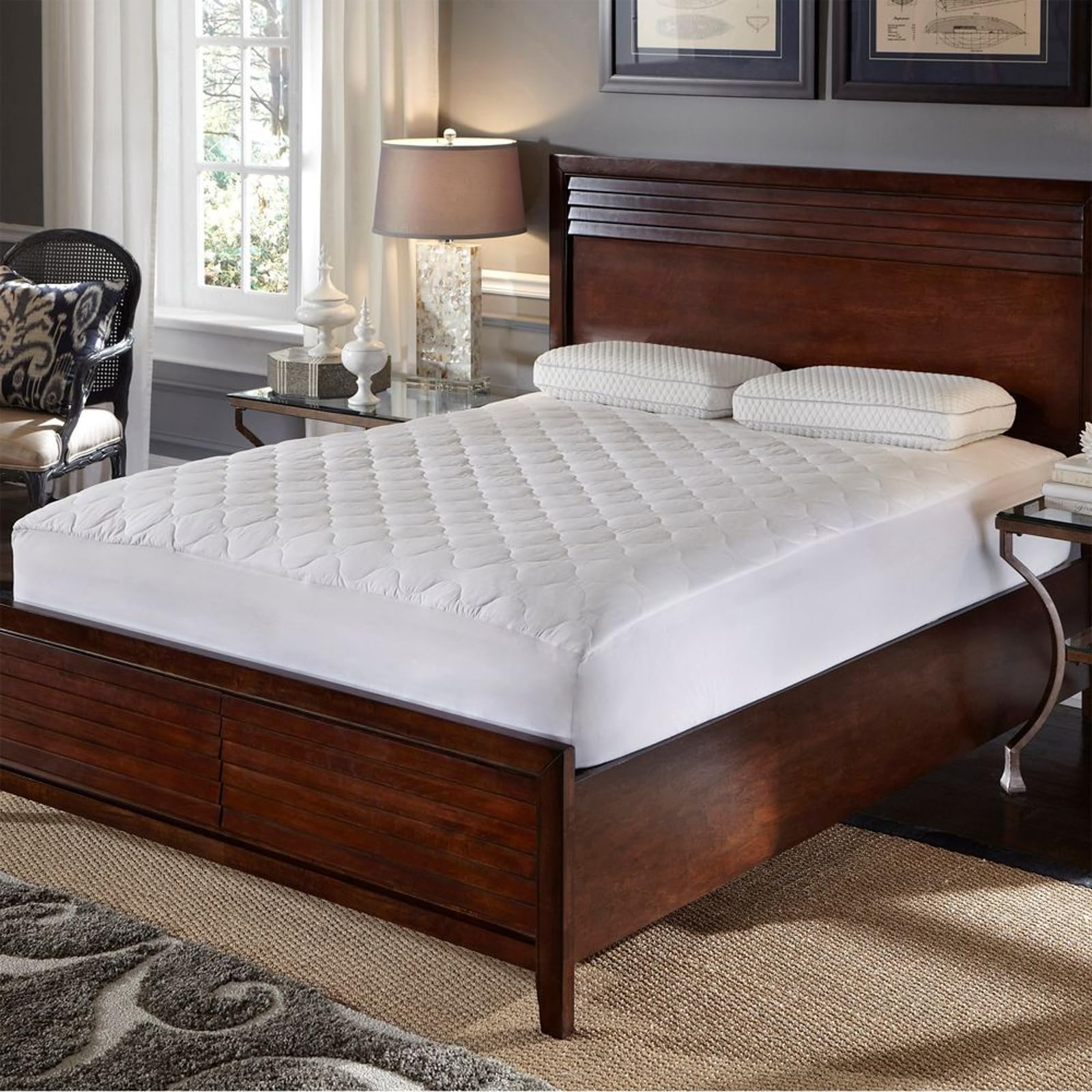 Rio Home Fashions Hotel Laundry Quiet 100% Cotton Waterproof Mattress Pad Queen