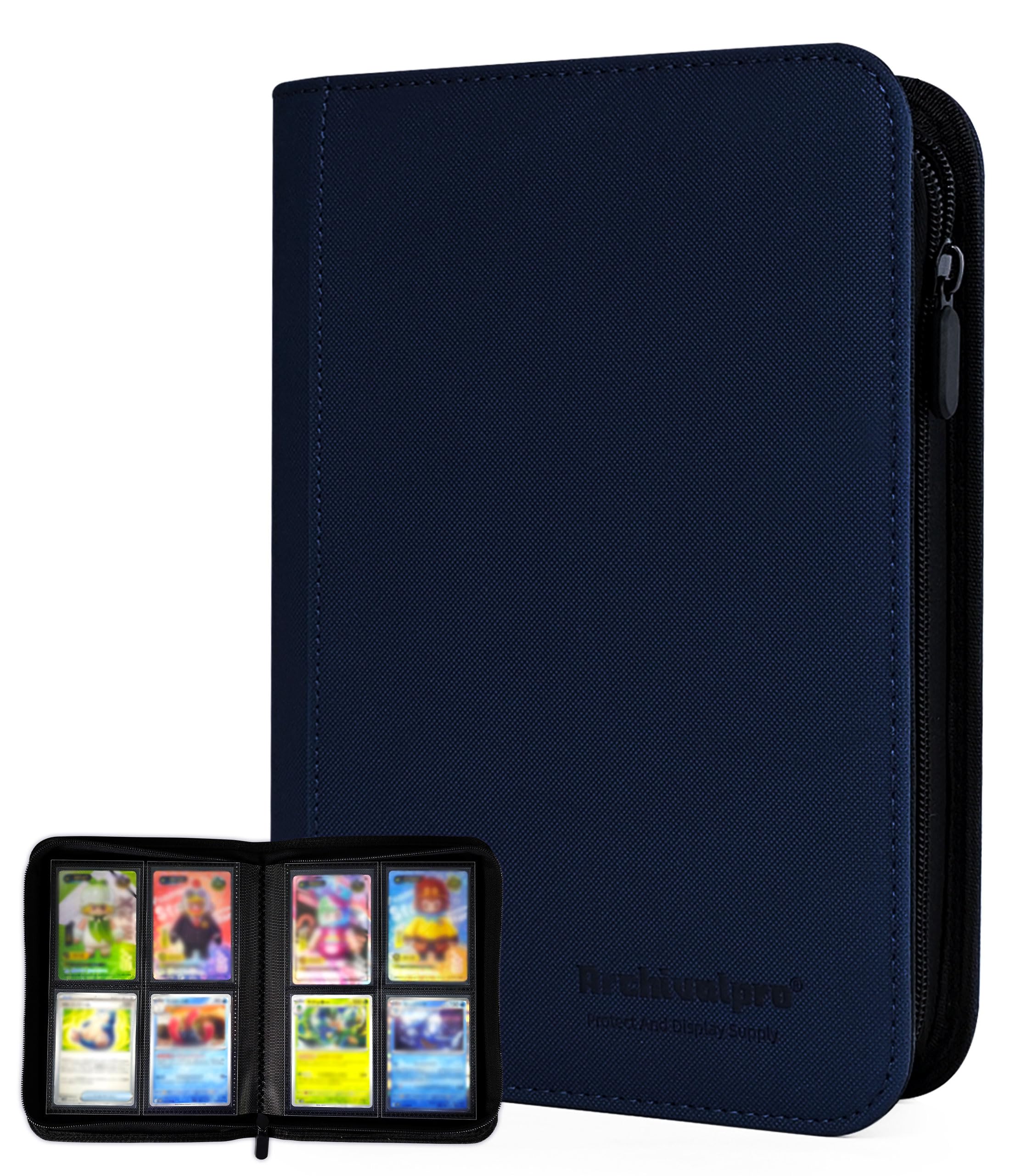 4-Pocket Trading Card Binder Blue Holds 160 Cards