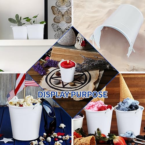 Miniatura 7 de Didaey Mini cubos de metal con asas, cubos galvanizados de 3.15 pulgadas, mini contenedores para plantas de hojalata de metal, cubo para decoración