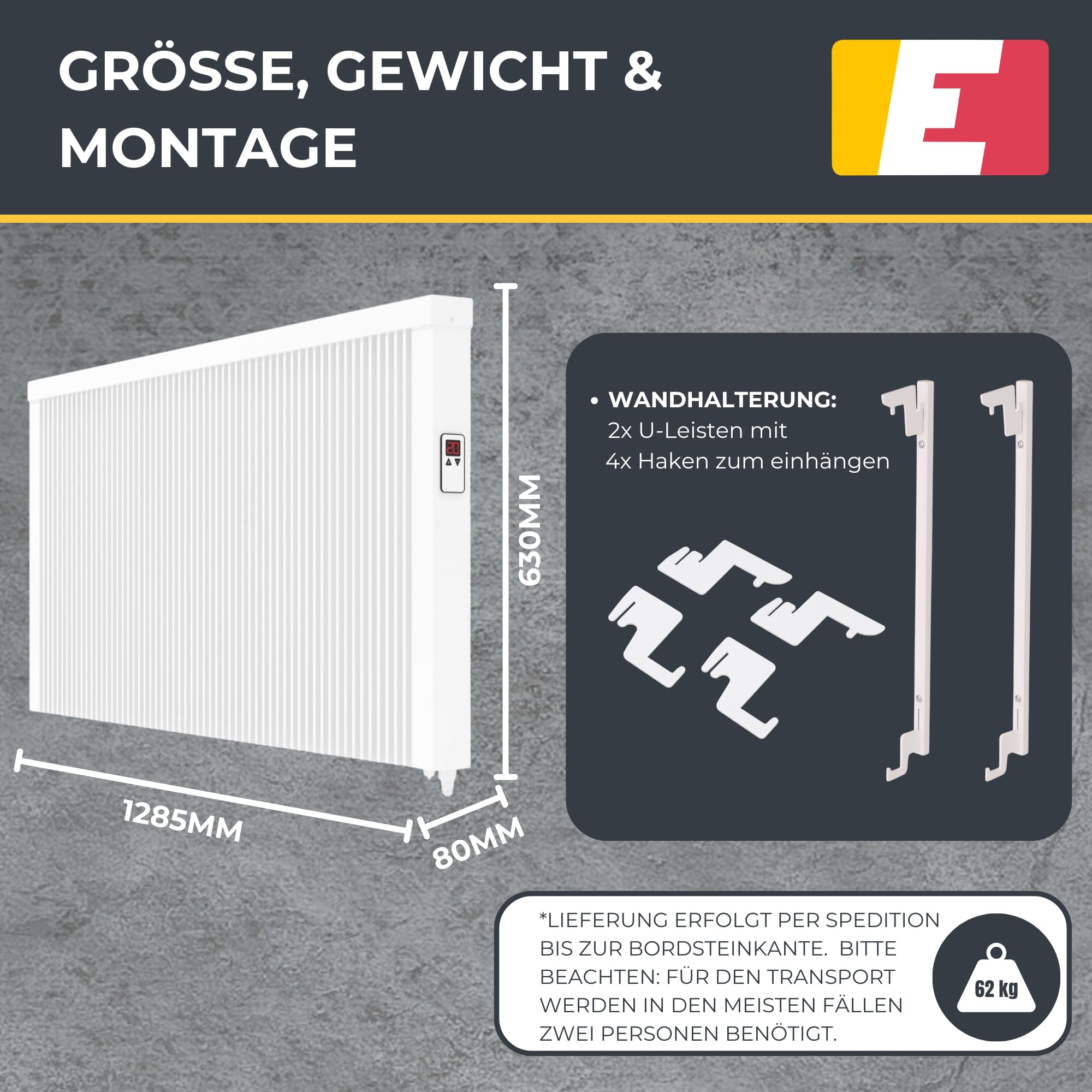 Areo Direct 2600 W Elektroheizung Wandmontage - Elektroheizkörper mit Thermostat - Elektrische Heizung Smart Home - App steuerbare Heizung ohne Hub - Digitale WLAN Elektroheizung