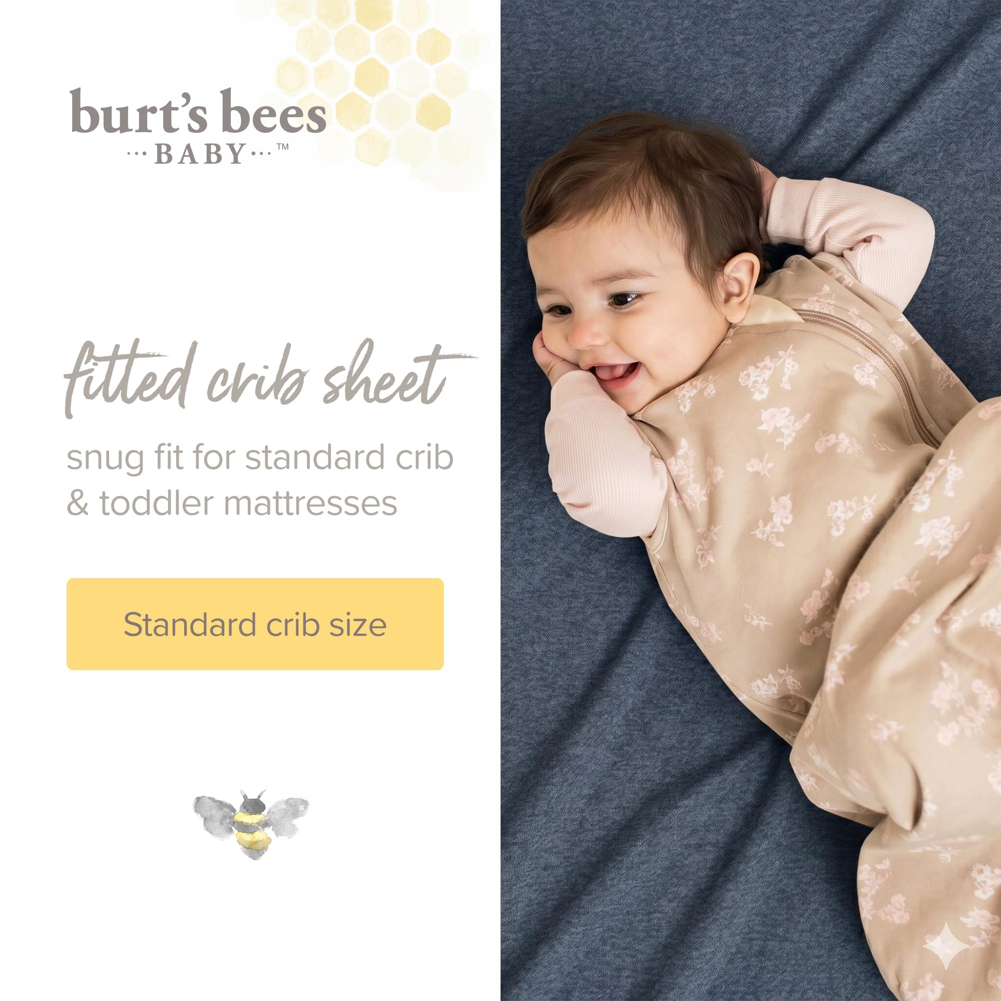 Burt's Bees Baby Niezbędne prześcieradło z bawełny organicznej, oddychające dla chłopców i dziewczynek, standardowe materace do łóżeczka dziecięcego i malucha