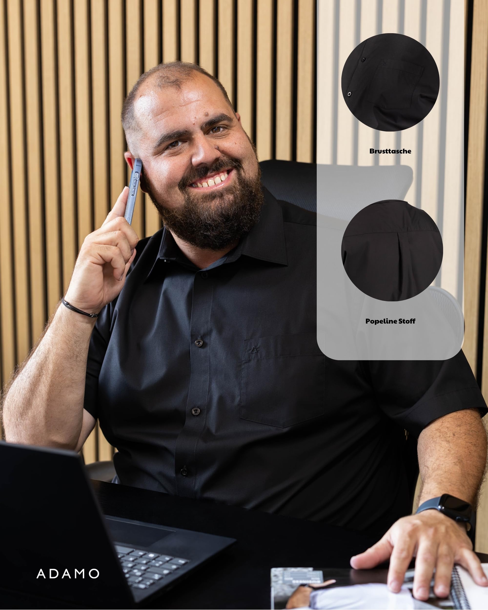ADAMO Herren Businesshemd Kurzarm Comfort FIT Übergrößen 2XL-14XL