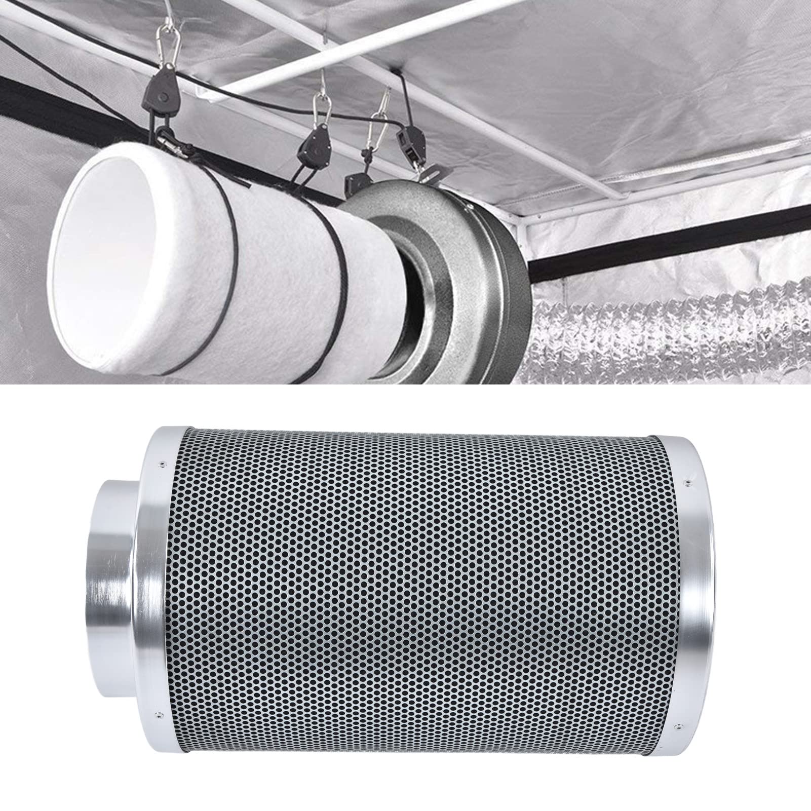 Filtro De Aire De Carbono De 6 Pulgadas, Filtro De Aire con Control De Olores para Tiendas Hidropónicas, Tiendas De Cultivo, Carbón Activado, Material De Lámina Galvanizada