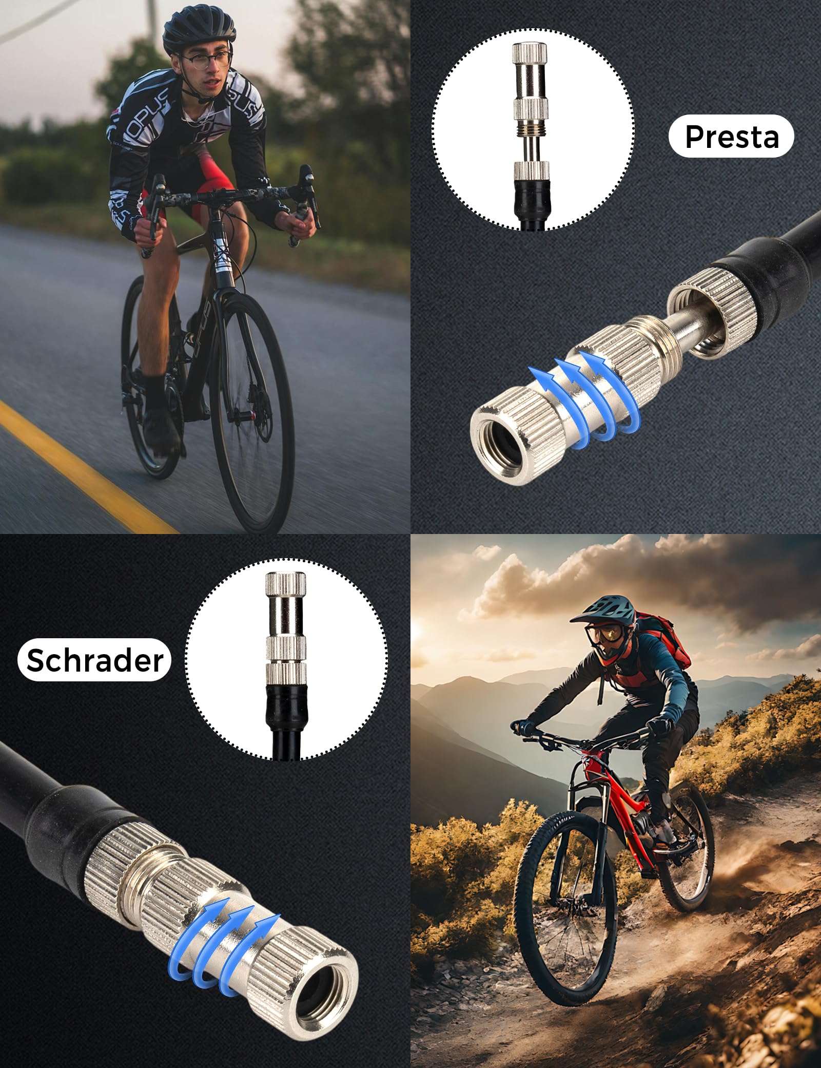 ROCKBROS 300 PSI wysokociśnieniowa z manometrem, pompa powietrza do amortyzatorów widelca i opon, kompatybilna z zaworami Presta i Schrader do rowerów MTB i szosowych