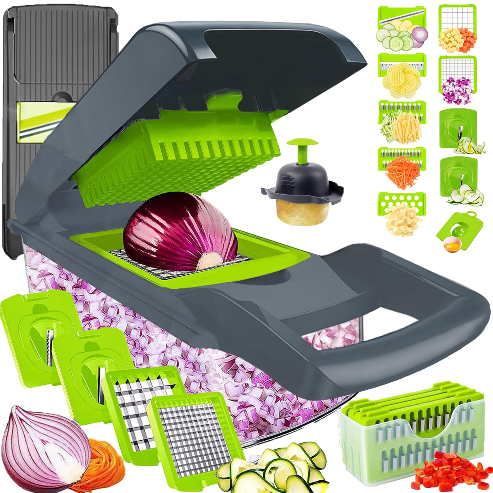 Pro-Series 20-in-1 Mandoline Slicer & Spiralizer, Veggie Chopper with Container, Home Essential Kitchen Gadget