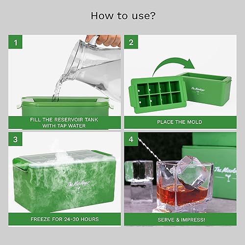 Miniatura 5 de The Mixologer Máquina de hielo transparente Juego de 8 moldes de cubo antárticos Máquina de hielo artesanal para whisky, cócteles y bourbon Molde