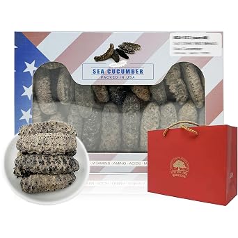 DABC OAK LAND Dried Sea Cucumber Wild Caught,Sun Dried Mexico Black Pin Sea Cucumber All Natural Nutritious Medium - 2X8OZ - BOX