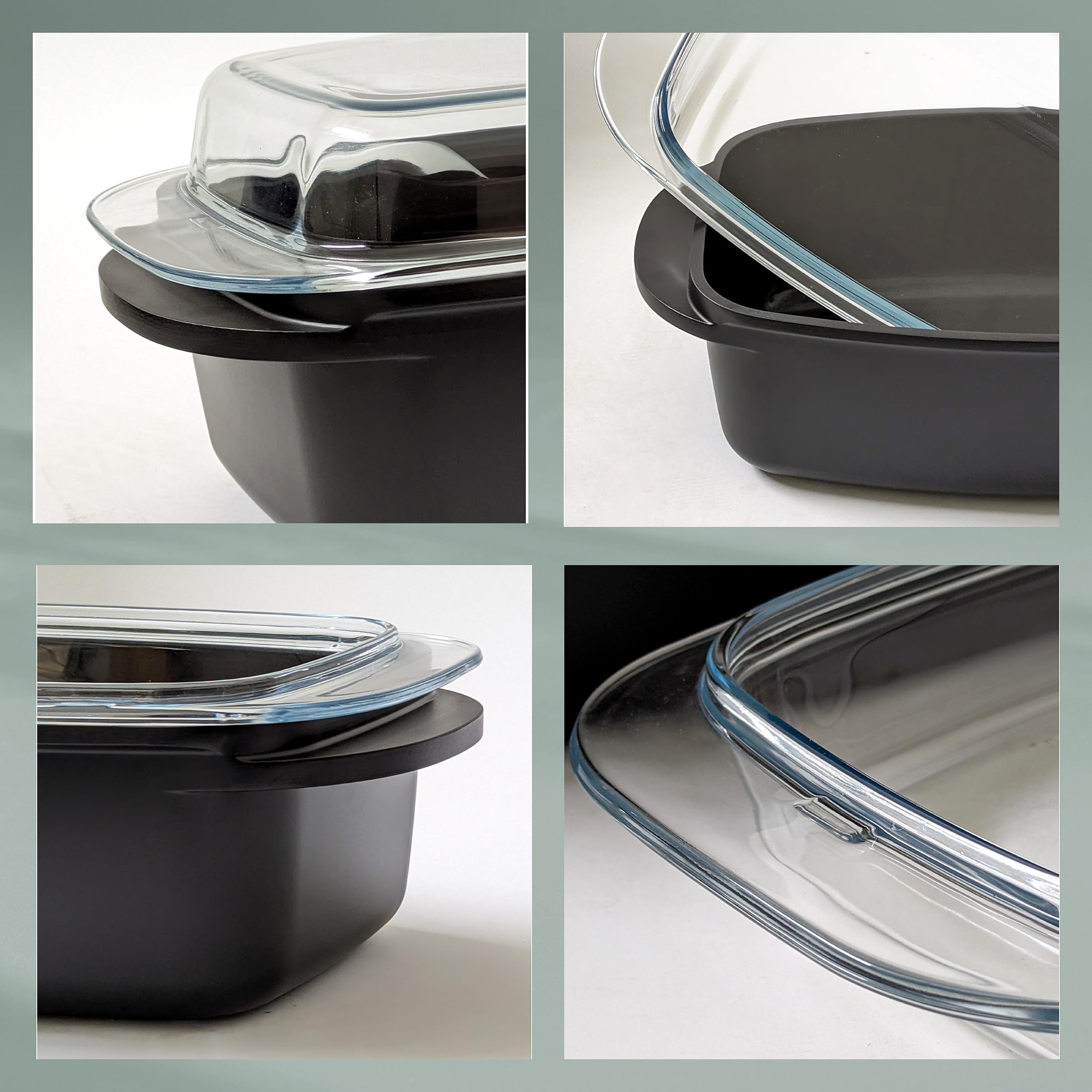 kela tegame con coperchio 4,5 litri ATURA, tegame rettangolare adatto all'induzione, pentola adatta al forno, alluminio pressofuso con rivestimento ceramico, senza PFAS