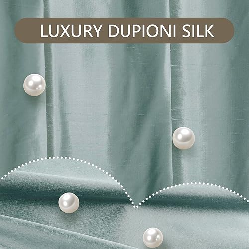 Miniatura 3 de ChadMade Cortina de seda Dupioni 100% filtrante de luz para dormitorio principal, elegante bolsillo para barra de cortina, pestaña trasera,