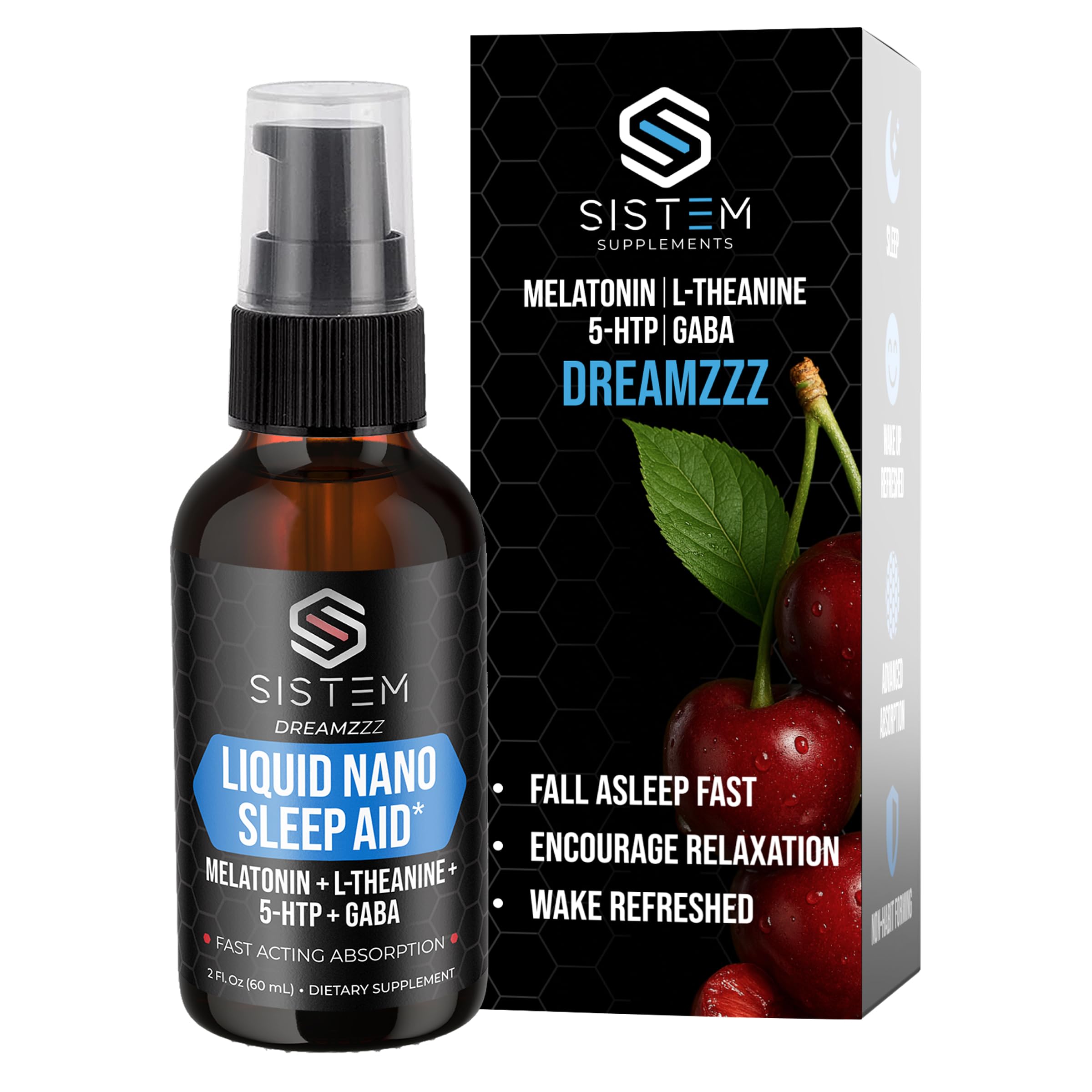 Liquid Nano Sleep Aid Spray with Melatonin, GABA, L-Theanine, 5-HTP Supplement Blend, Promotes Calm, Restful Sleeping & Restoration, Liquid Sleep Aid for Adults, Dreamzzz by Sistem