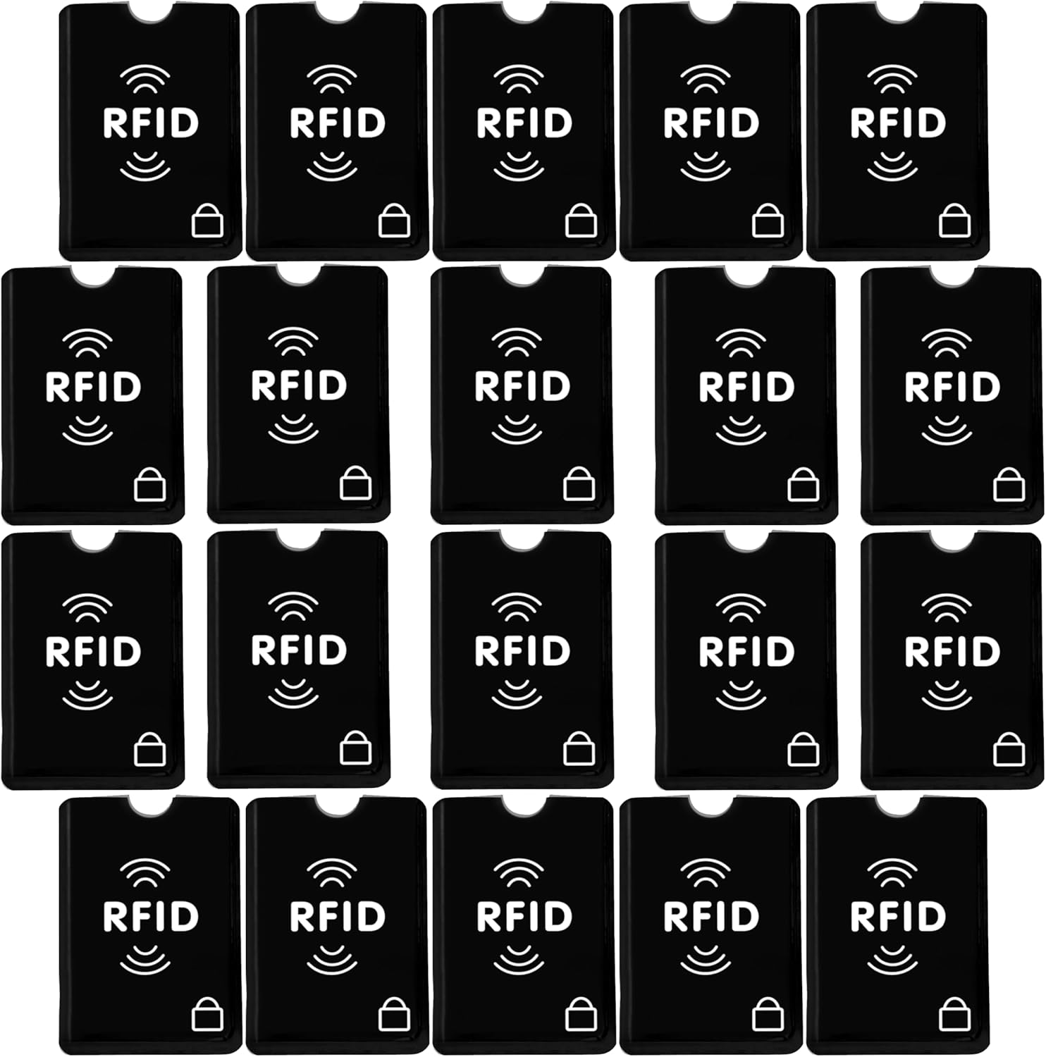 SaiTech IT Set of 20 RFID Blocking Sleeves Best way to Protect your Cards from Electronic Theft, Durable, Lightweight and Compact Design to fit in Pocket or Purse (Black) SaiTech IT Set of 20 RFID Blocking Sleeves Best way to Protect your Cards from Electronic Theft, Durable, Lightweight and Compact Design to fit in Pocket or Purse (Black)