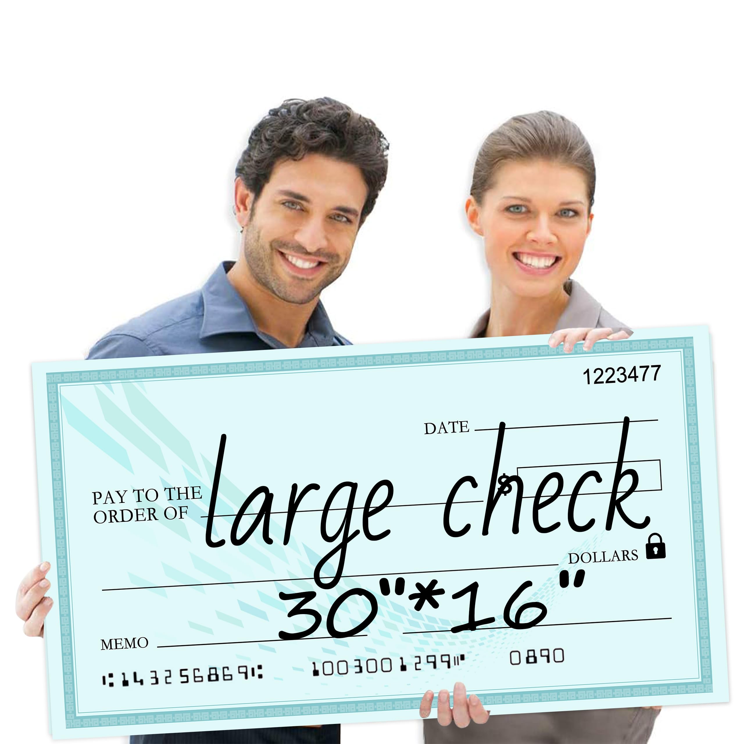 SAYANG Giant Blank Check 30" x 16" - Oversized Fake Check large checks for presentations Dry Erase Big Check for Presentations for Awards, Prizes, Fundraisers, Donations, Endowments