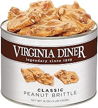 Virginia Diner Gourmet Natural Classic Peanut Brittle - XL Buttery Virginia Peanuts Non-GMO, Preservative Free Gifts from Virginia Since 1929-16 Oz Can