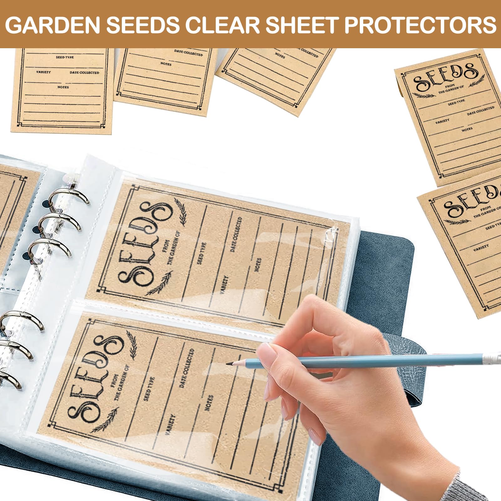 Lot de 100 enveloppes de semences - Organisateurs de rangement auto-étanches pour le jardin, idéales pour tout jardinier (bleu)