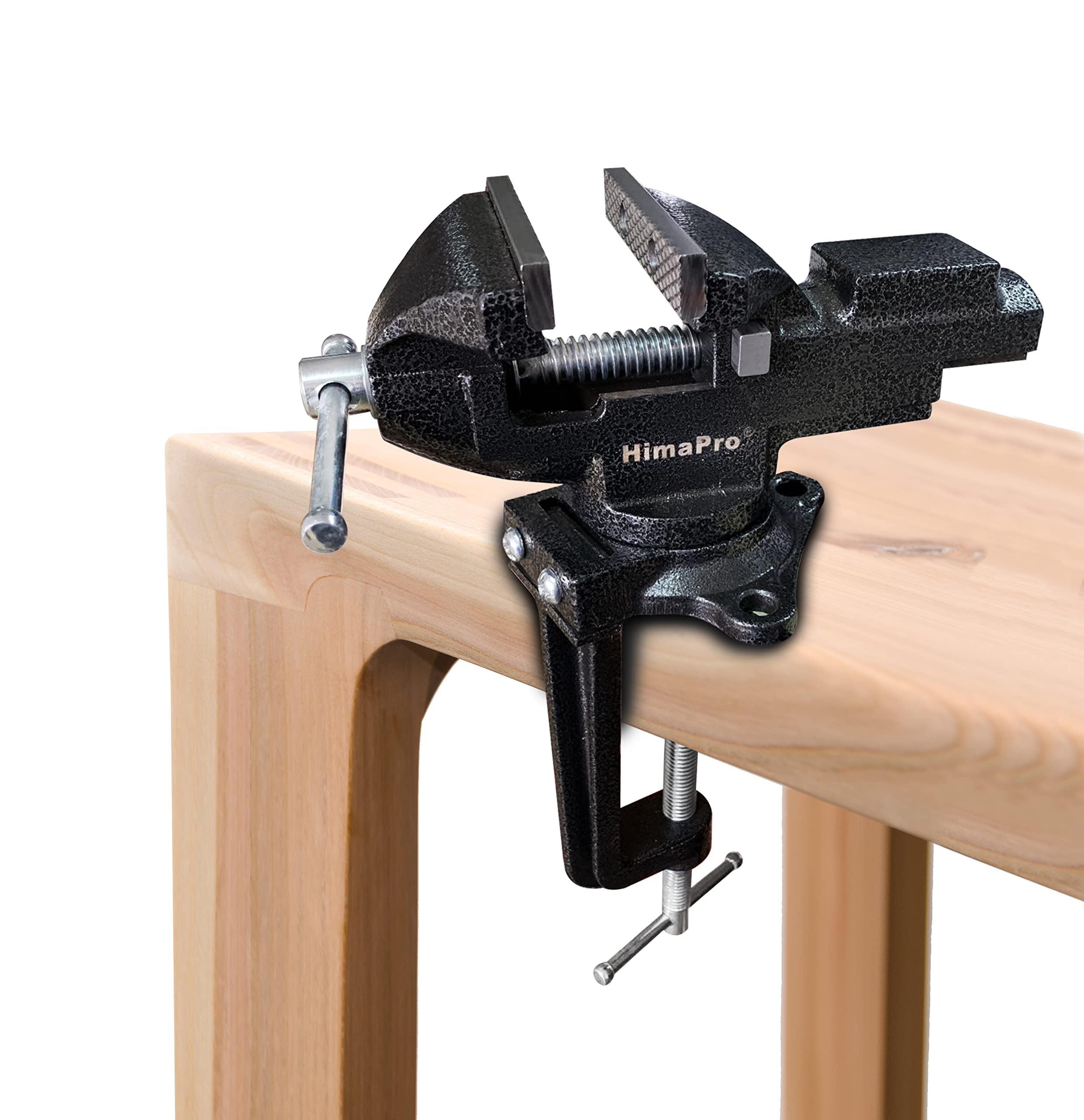 HimaPro Étau d'établi à double usage | Étau de table à pince avec réglage rapide, rotation universelle à 360° – 8,3 cm noir métallique – Étau portable pour le travail du bois, l'estampage des métaux