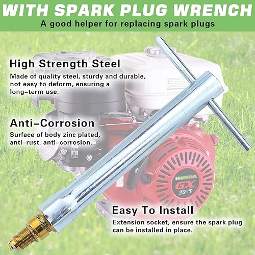 Miniatura 4 de 4 bujías F7TC GX120 GX160 GX200 GX240 GX270 GX340 GX390 Bujías con llave para generador de motor de 4 tiempos, cortacésped, motosierra, tractor,